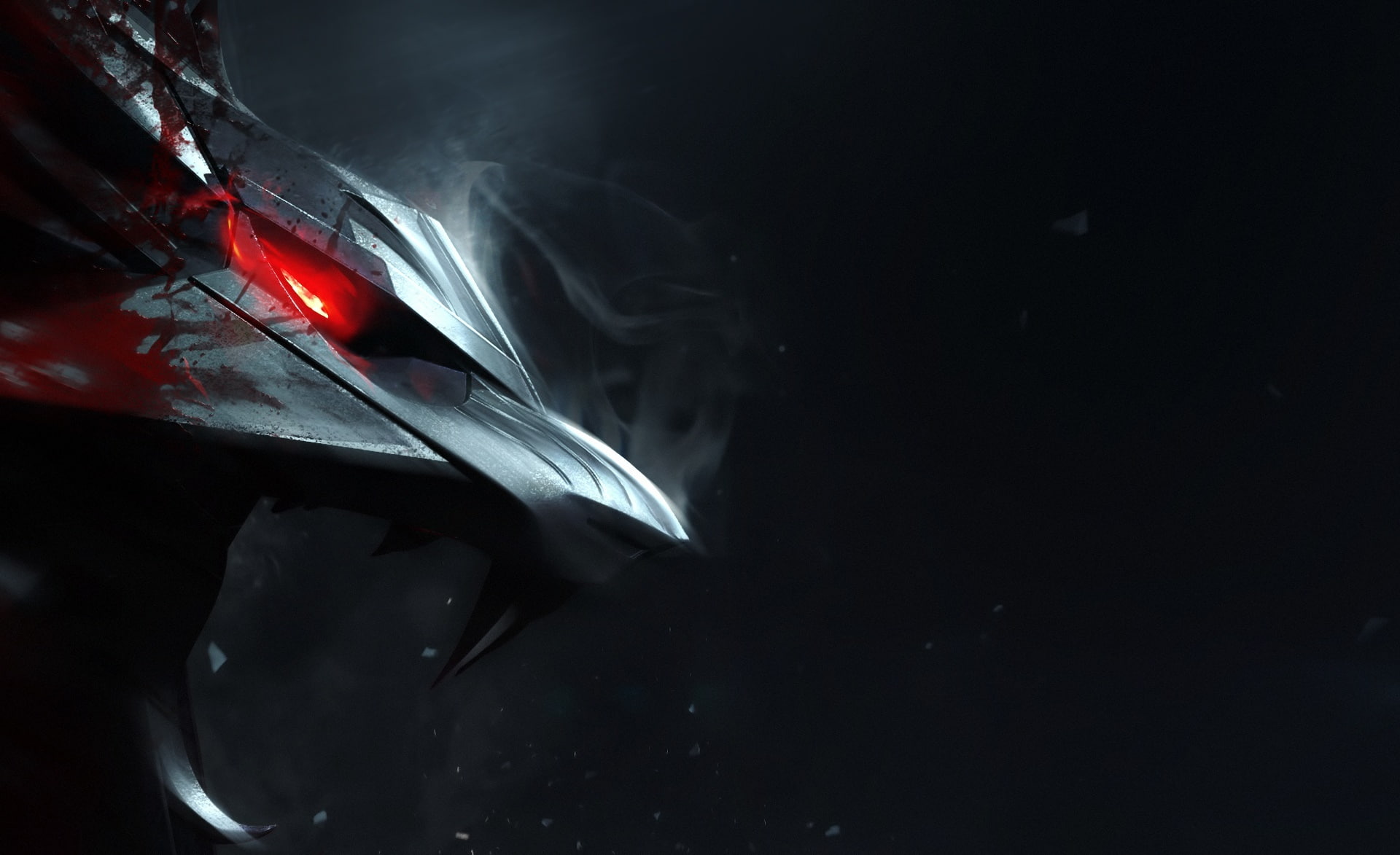 Witcher 3 Wolf red and grey spaceship illustration Games The 2k