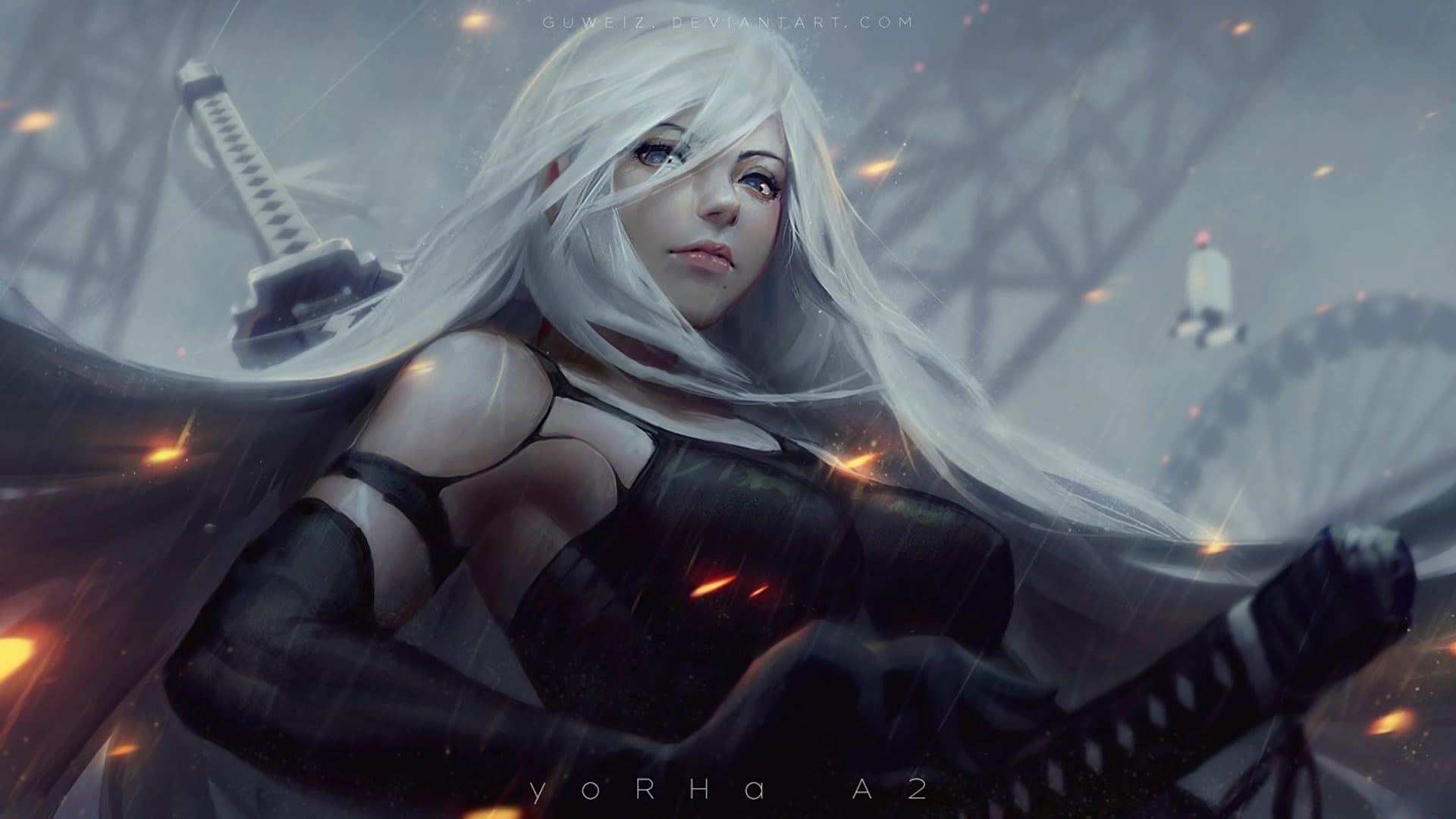 Yorho digital wallpaper Nier Automata DeviantArt women 2k