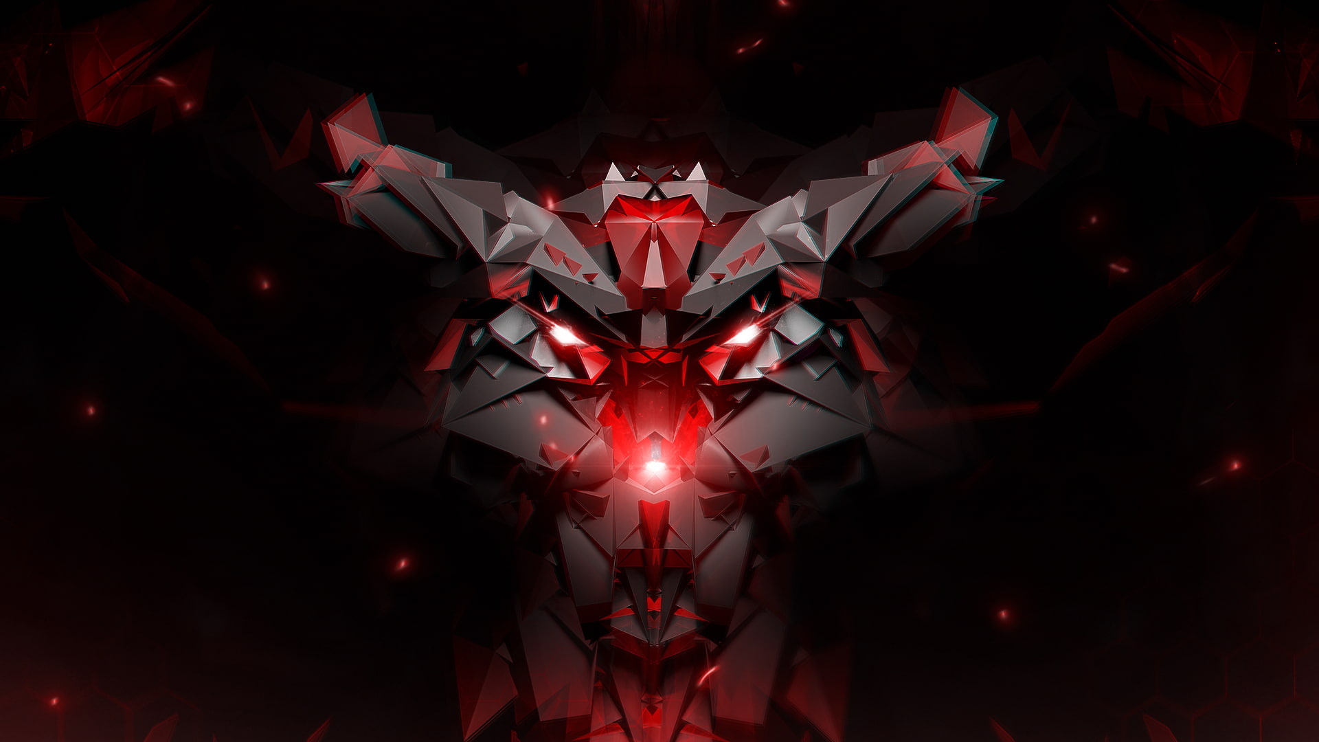 Abstract Red HD black and red pixelated dog video game character 2k