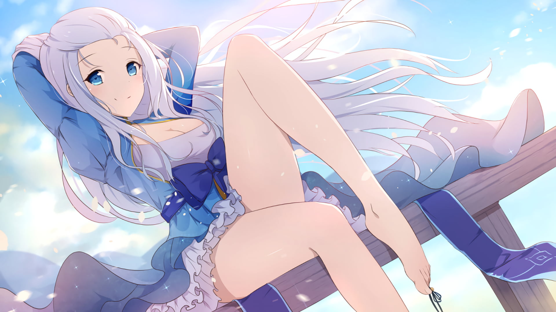 anime girls feet white hair blue eyes representation art and craft 2k