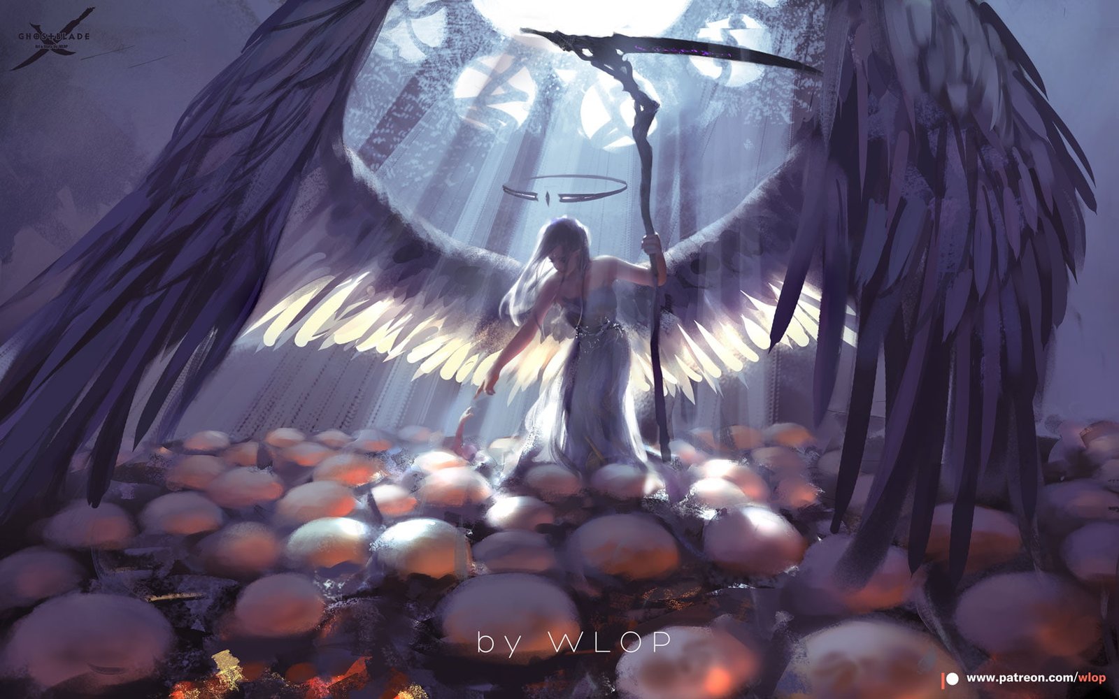 anime girls WLOP wings fantasy girl art eggs nature 2k