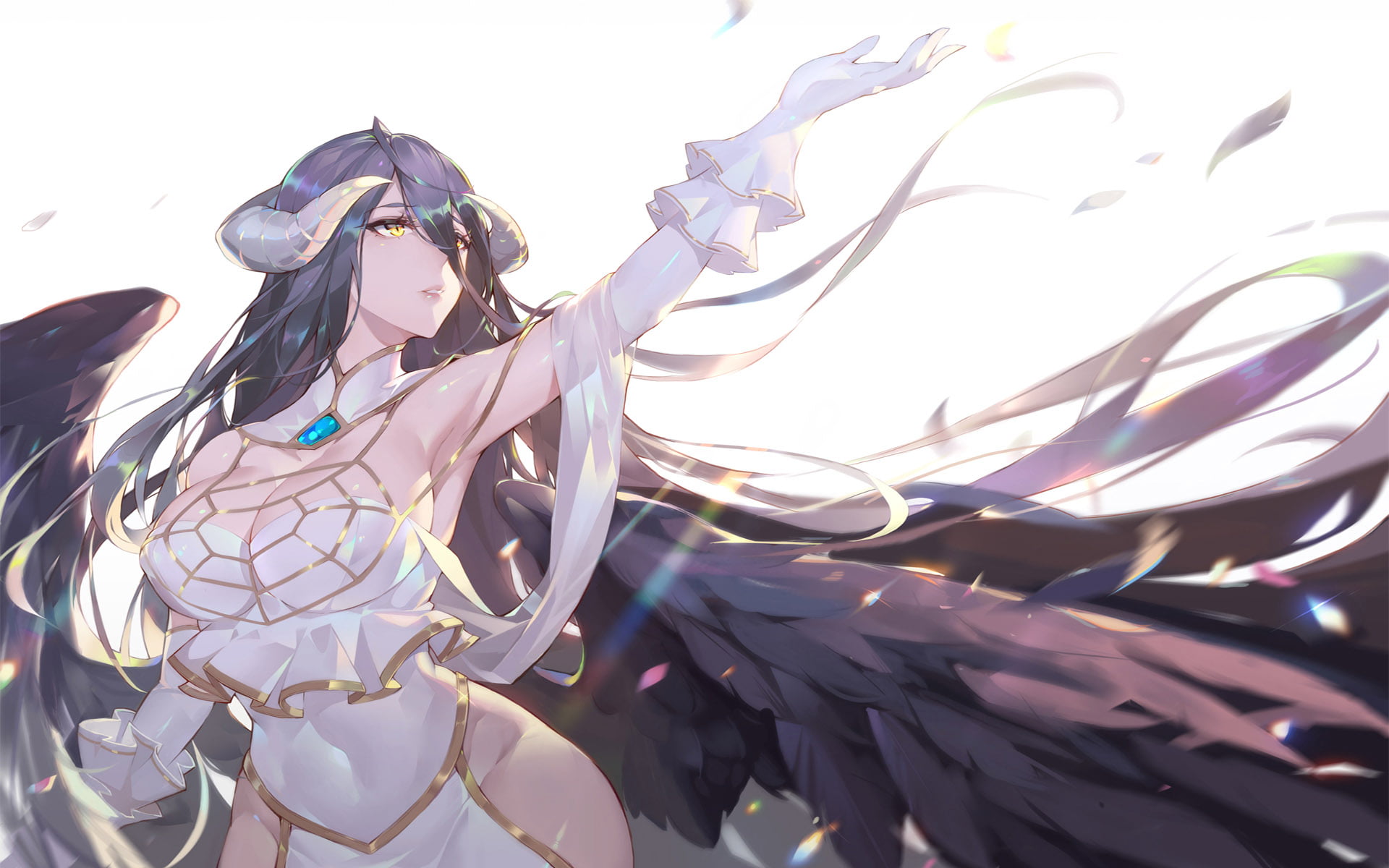 anime girls Overlord Albedo OverLord white background 2k