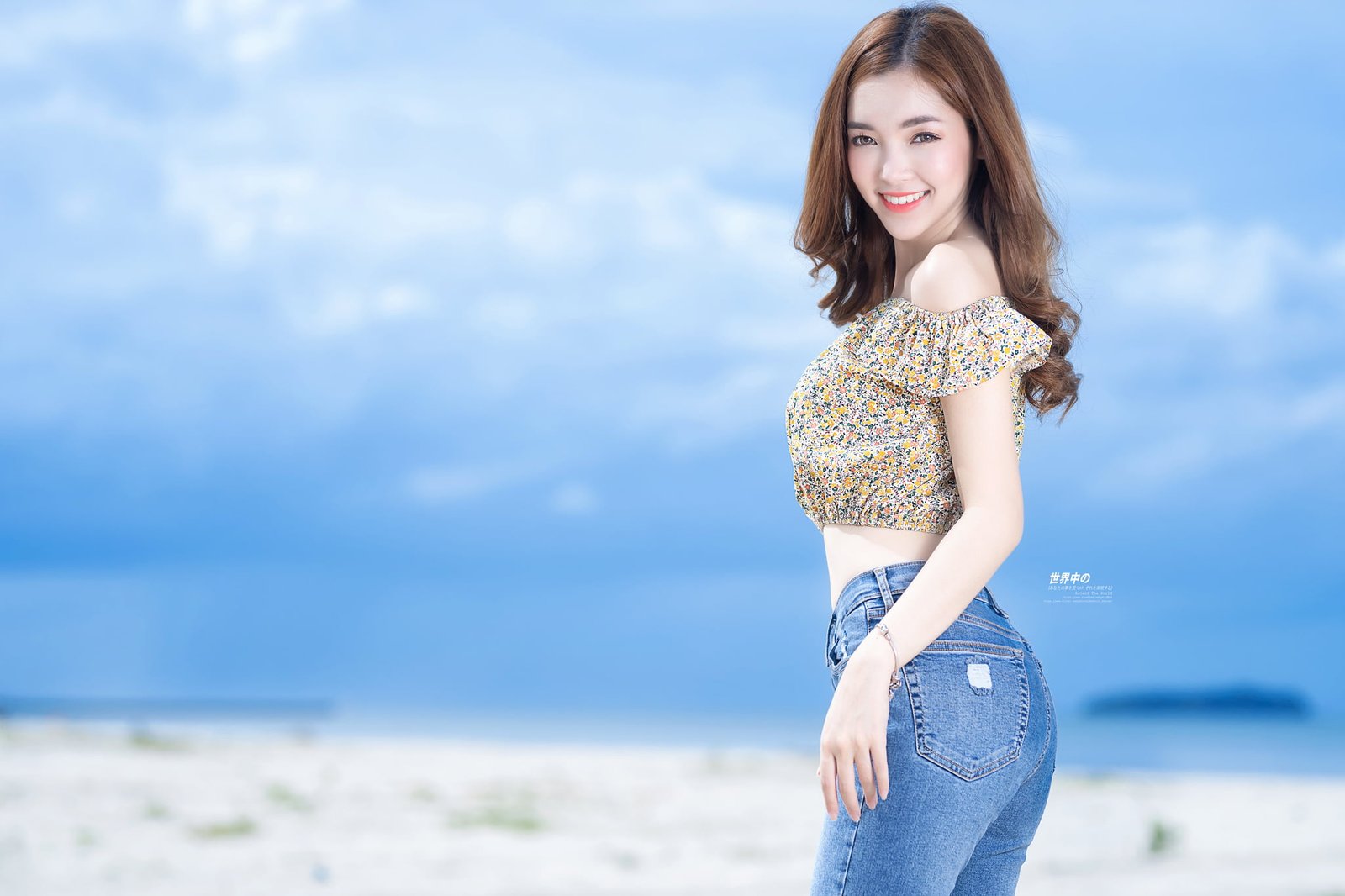 Asian women brunette young adult one person standing beach 2k