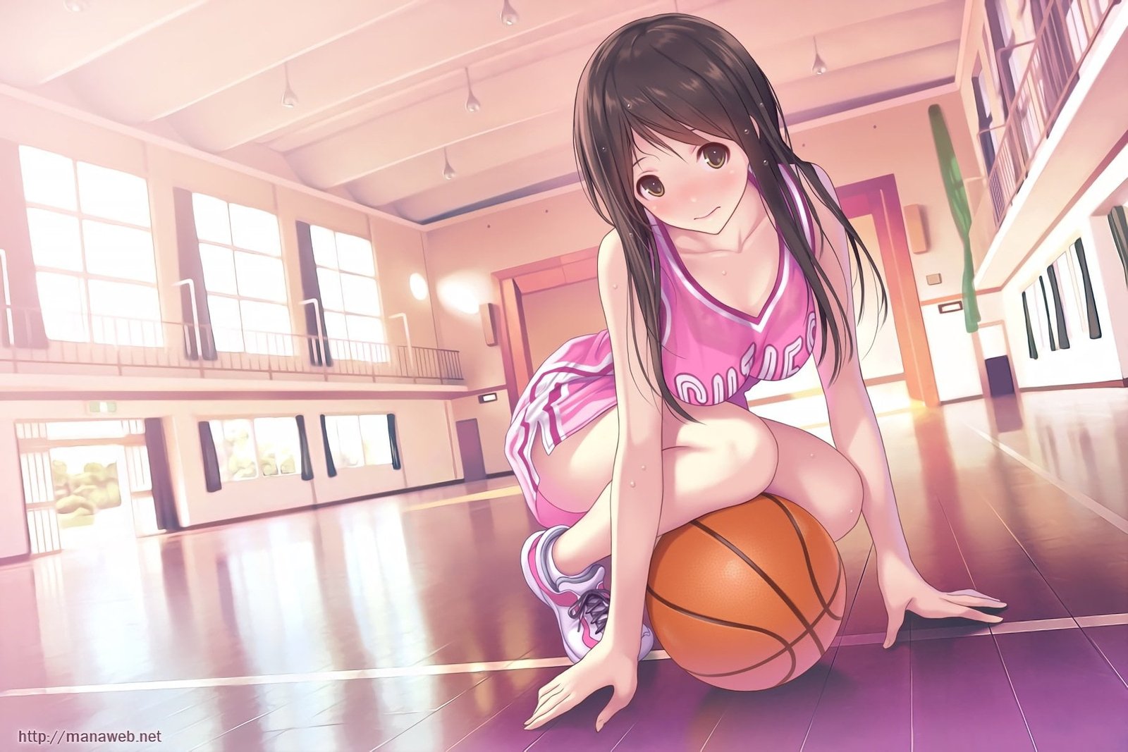 black haired female anime character illustration Original Ball 2k