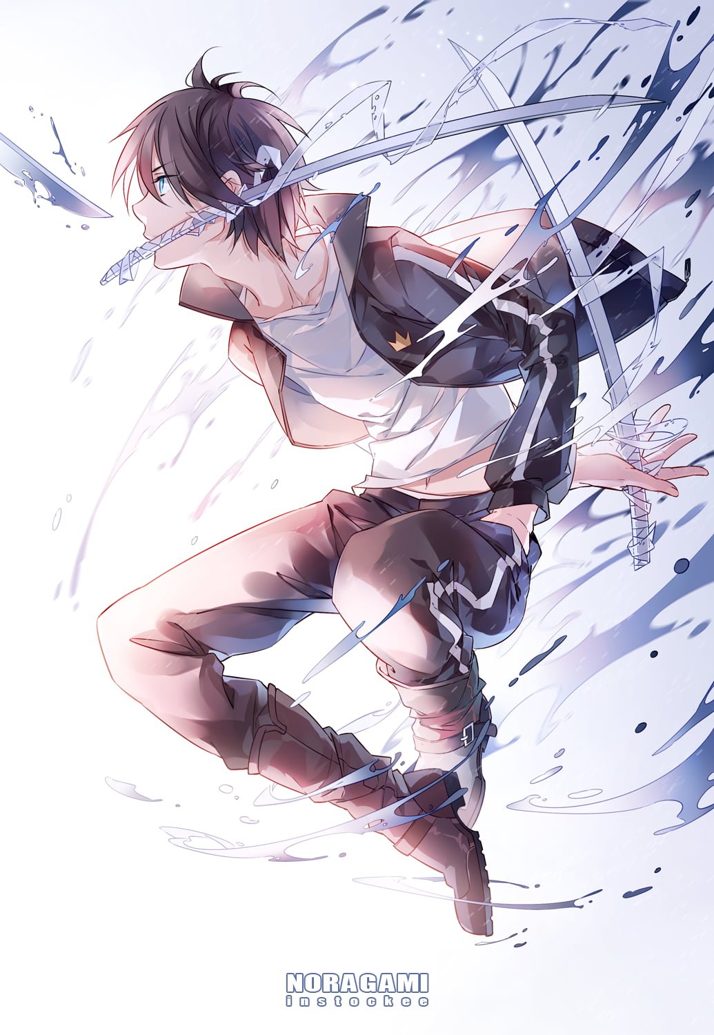 black haired male anime character illustration boys Noragami