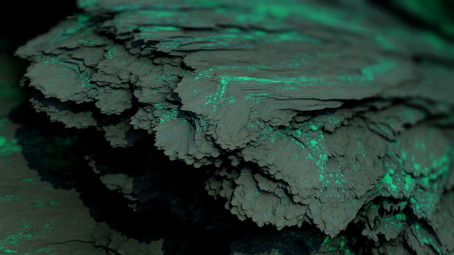 black stone Procedural Minerals artwork digital art CGI abstract 2k