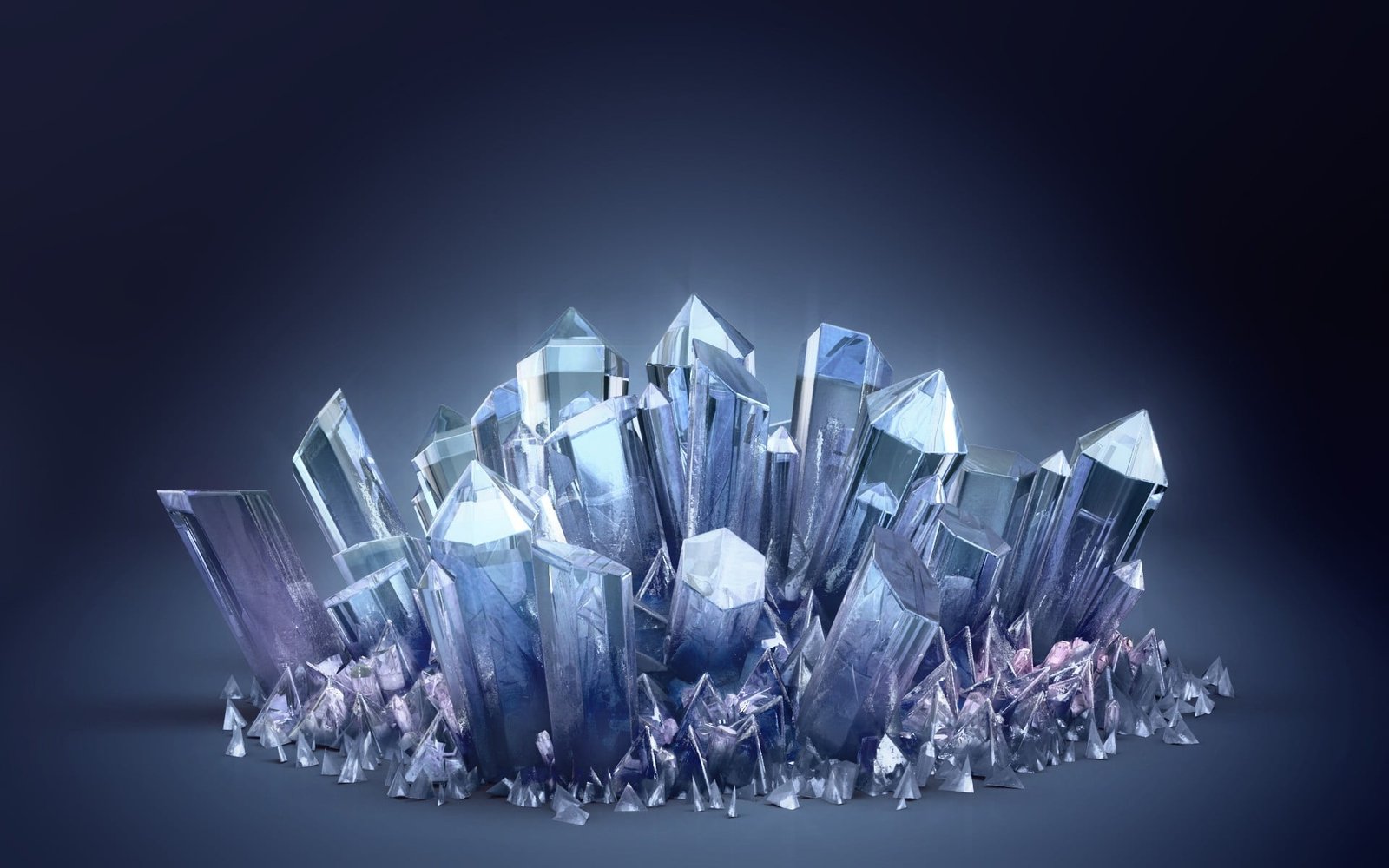 blue crystal wallpaper chemistry nature gradient digital art 2k