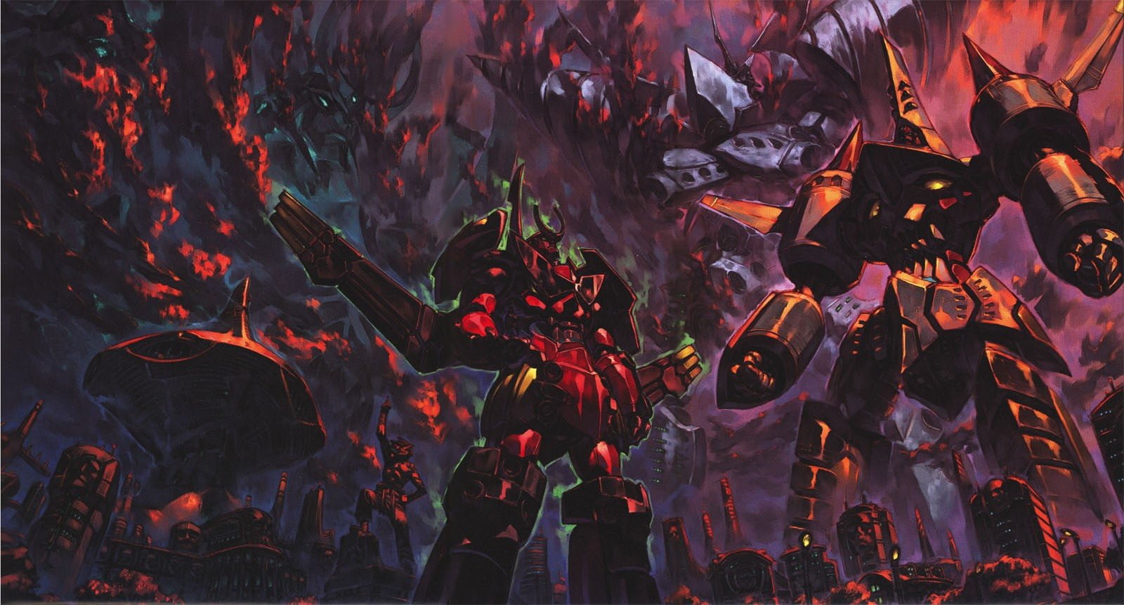 black red and yellow abstract painting Tengen Toppa Gurren Lagann 2k