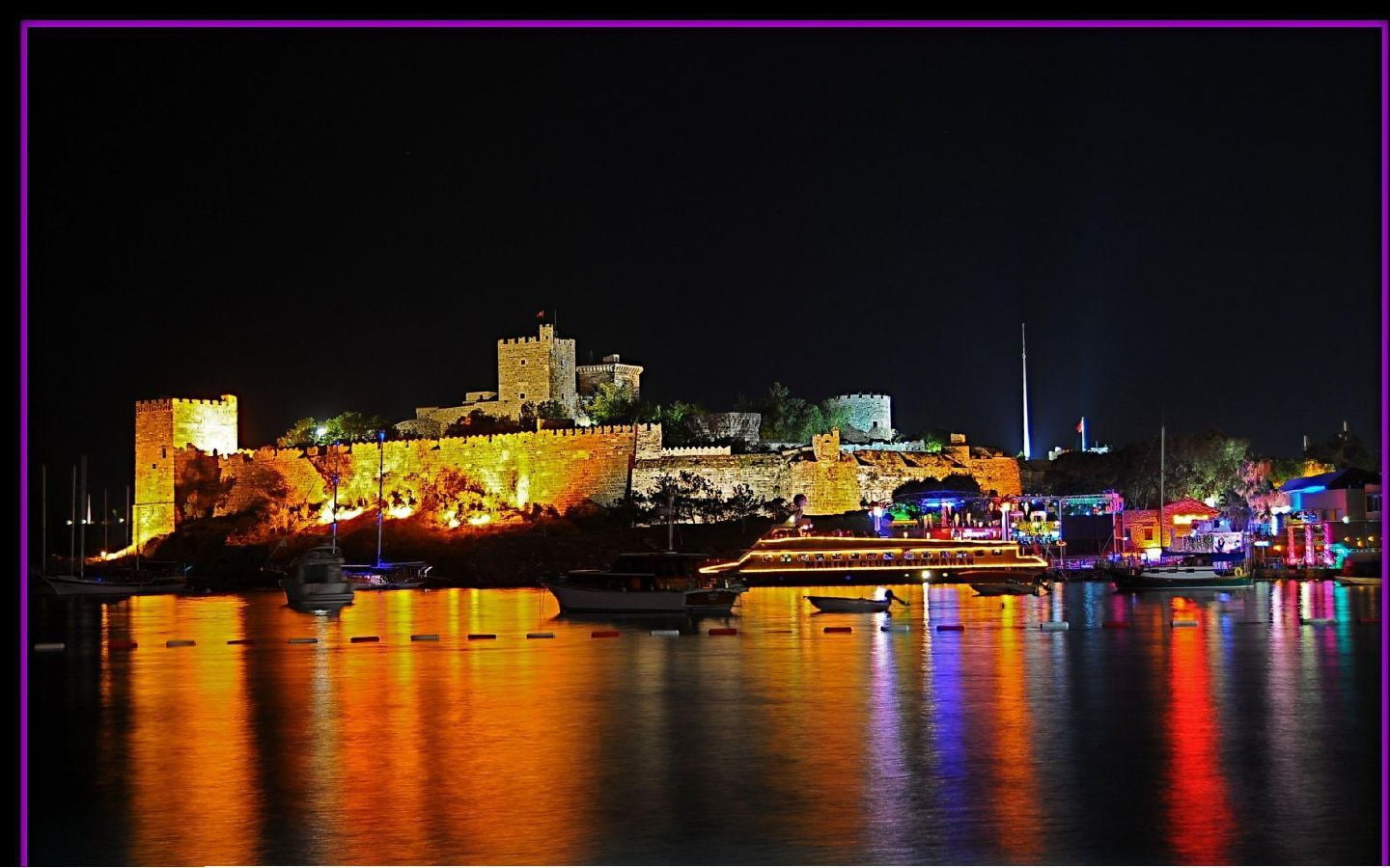 Bodrum Castle at night TURKIYE Nature Beaches HD Art