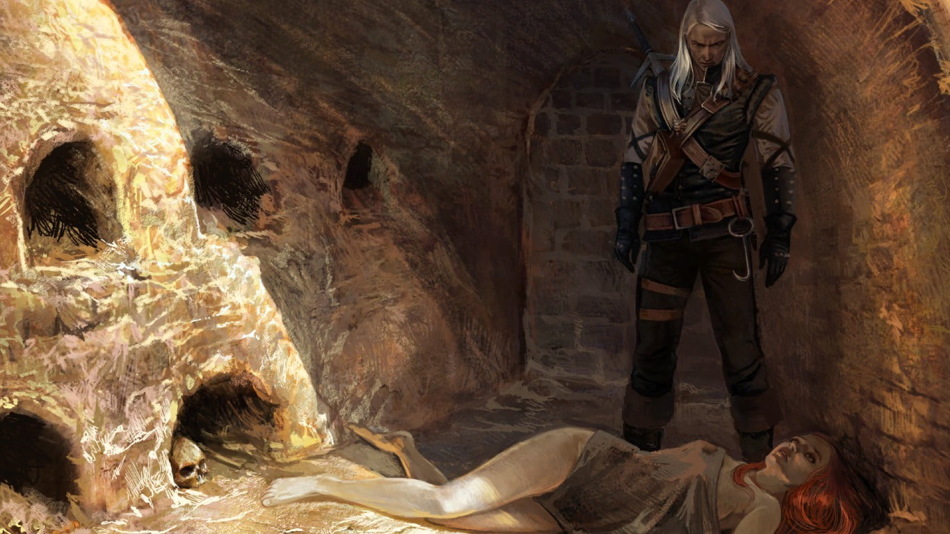 brown and black wooden rocking chair The Witcher Geralt of Rivia