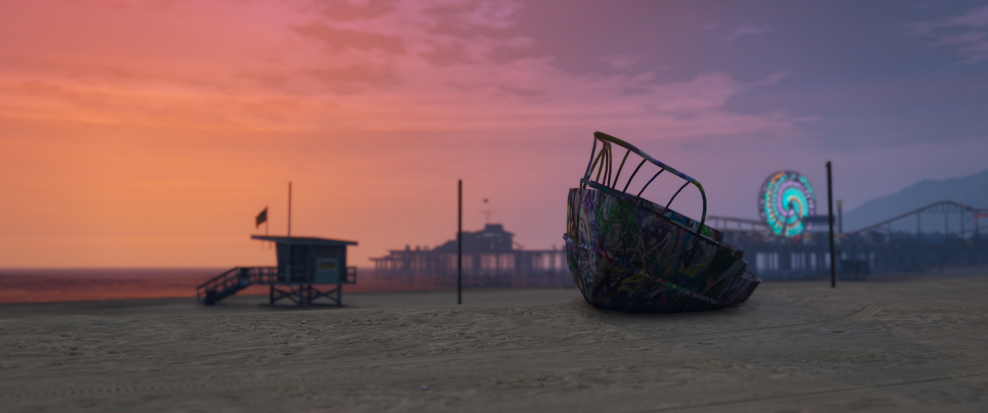 brown shipwreck wallpaper Grand Theft Auto V video games sunset 2k