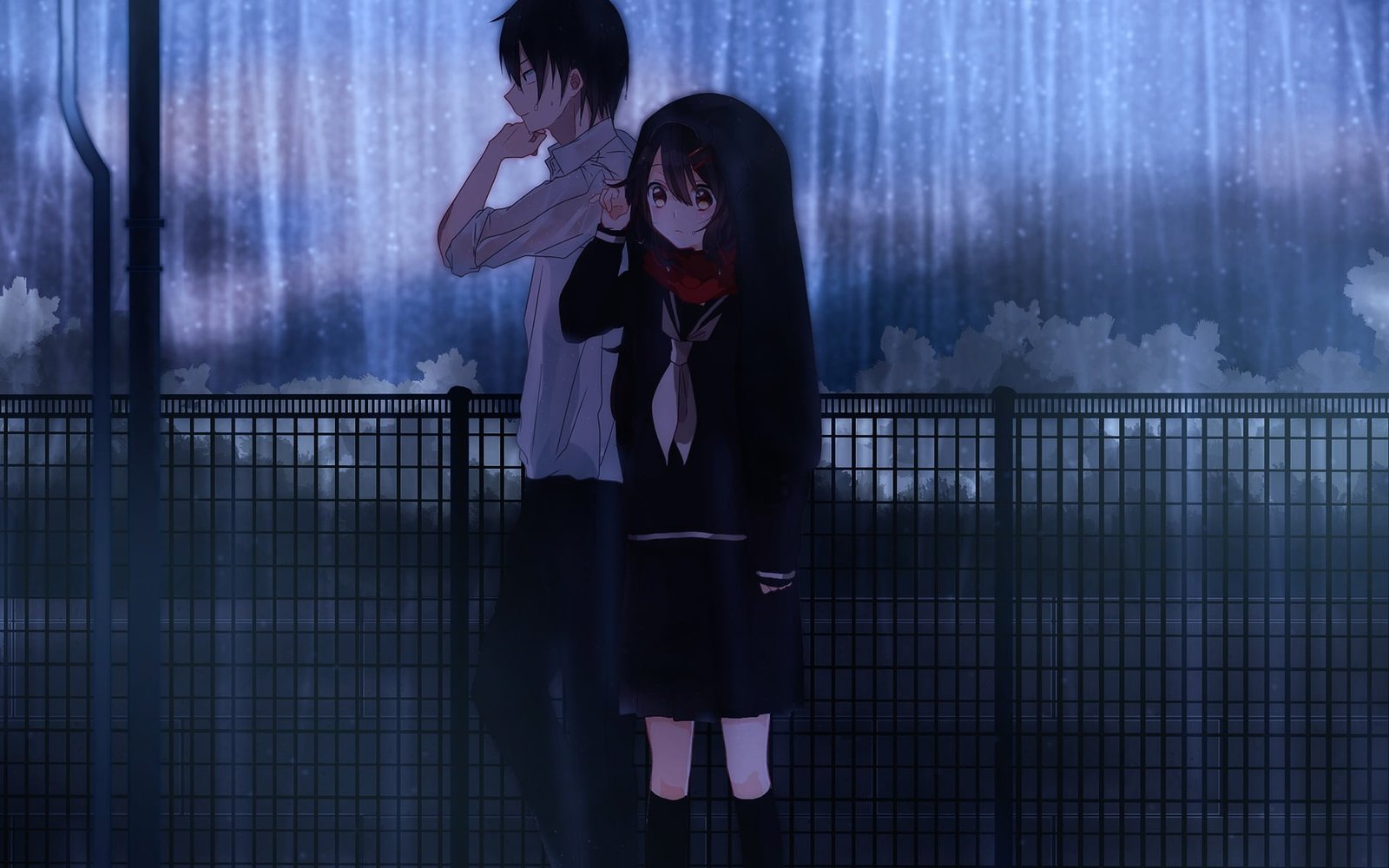 boy and girl anime character wallpaper couple rain boys 2k