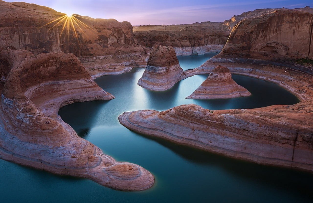 canyon Utah river desert sun rays water nature landscape