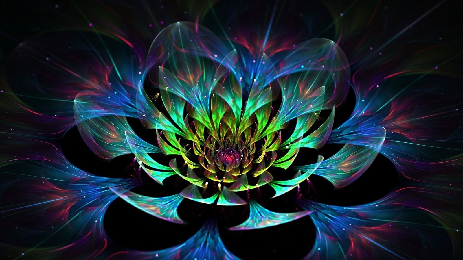 abstract art digital colorful fractal flowers glowing 2k