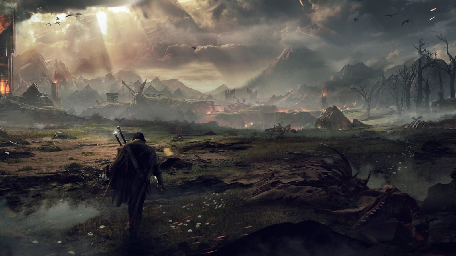 character walking with sword illustration Middle earth Shadow of Mordor 2k