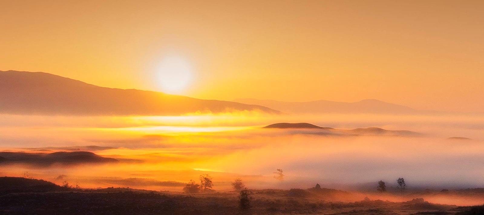 aerial view photography of golden hour Sunrise Rannoch Moor 2k 4k