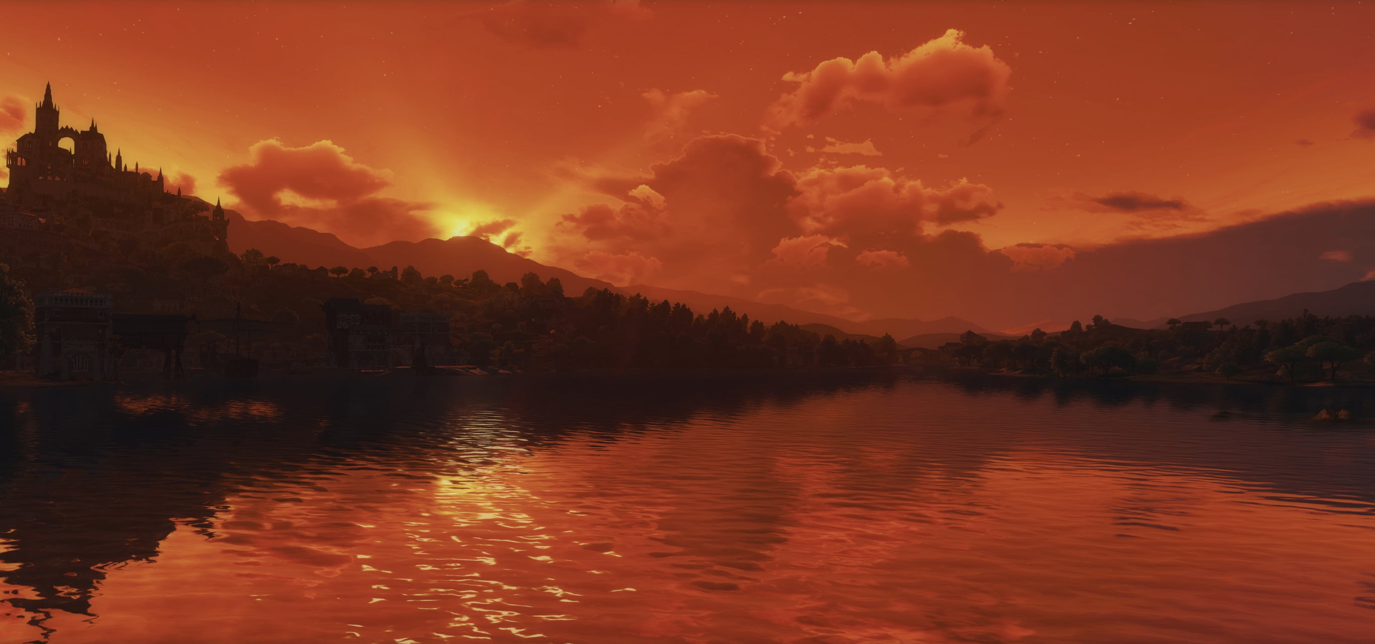 CD Projekt RED sunset orange sky landscape The Witcher 3 Wild Hunt 2k