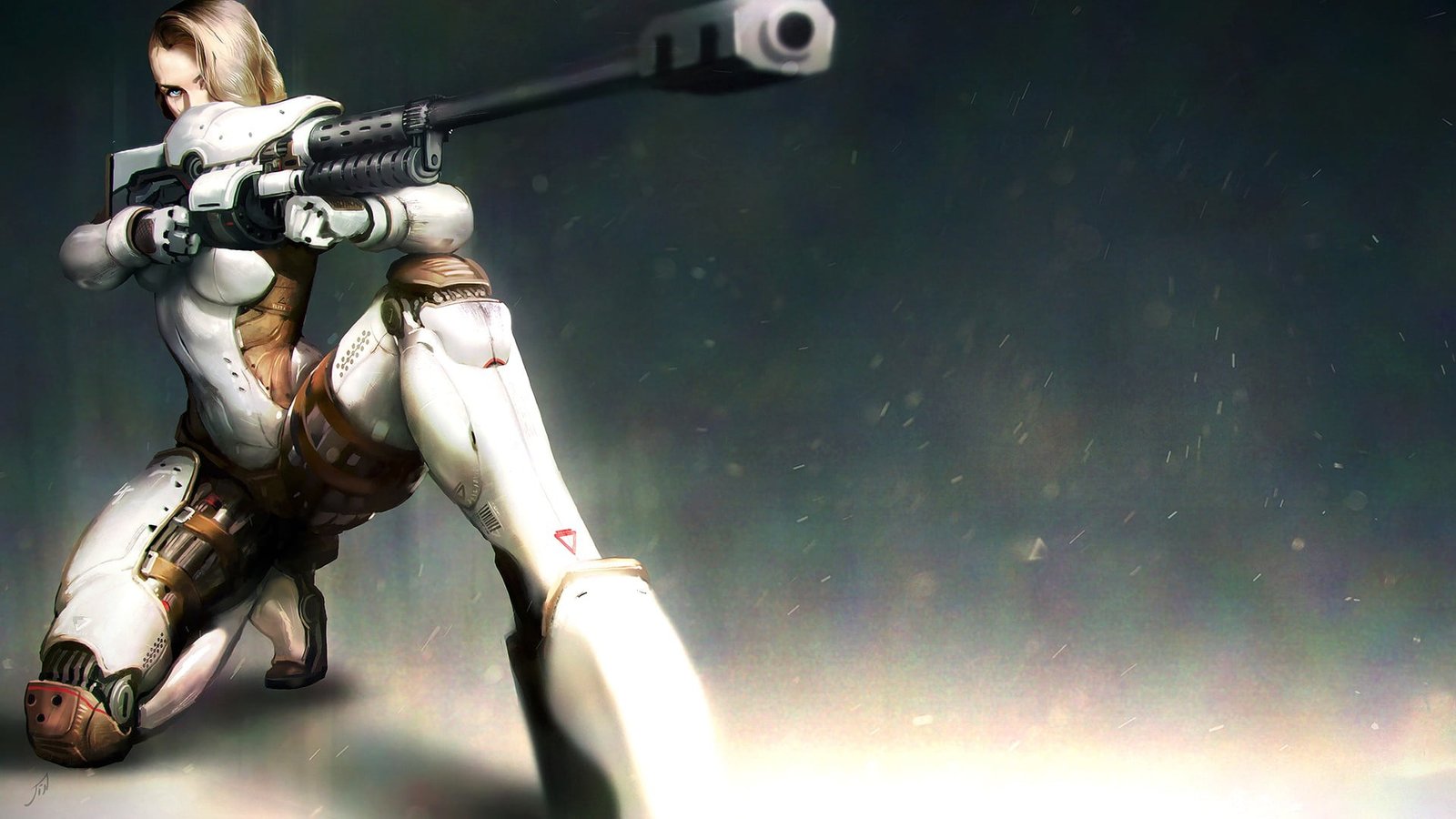 female sniper wallpaper digital art artwork gun fantasy 2k