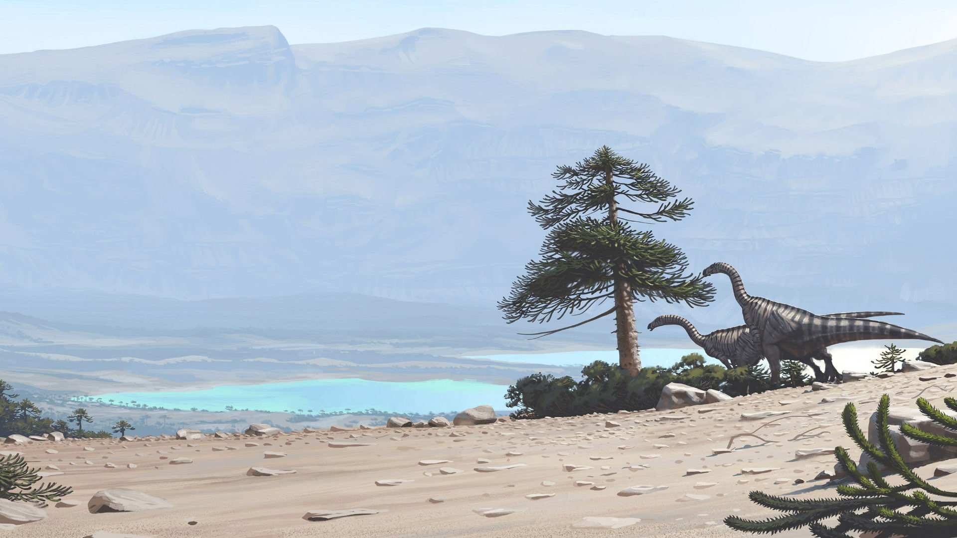 dinosaurs Simon St lenhag mountain tree nature plant 2k