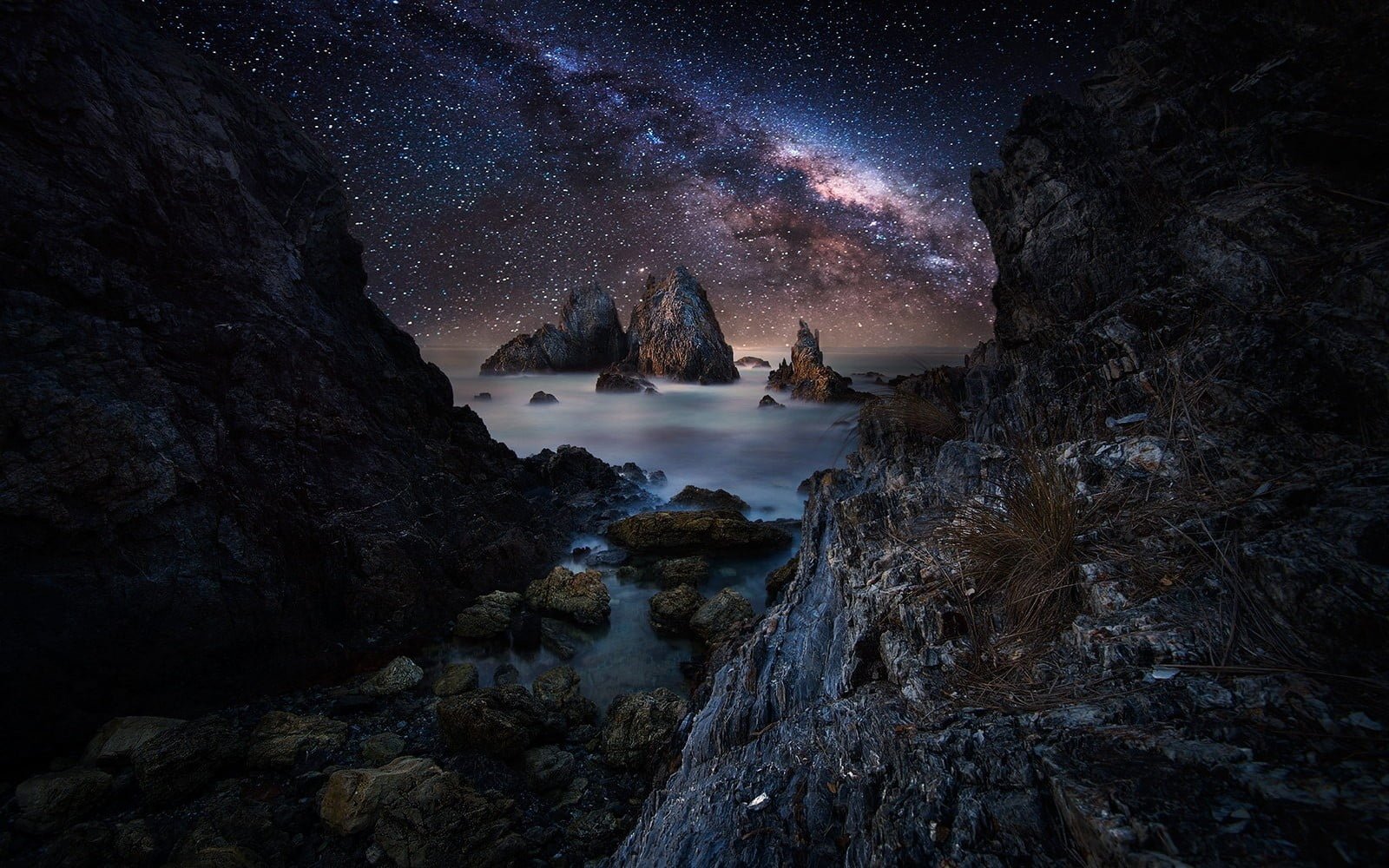 Archway Islands New Zealand nature landscape coast tunnel 2k