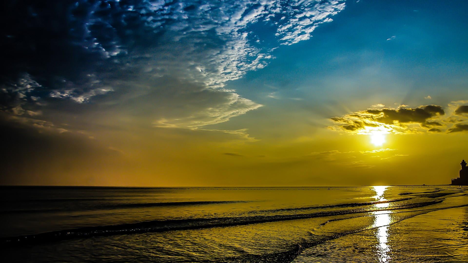 sky horizon nature body of water sea sunset afterglow 2k