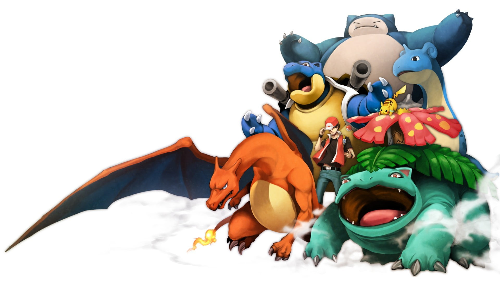Pokemon digital wallpaper Pok mon Charizard Snorlax Pikachu 2k