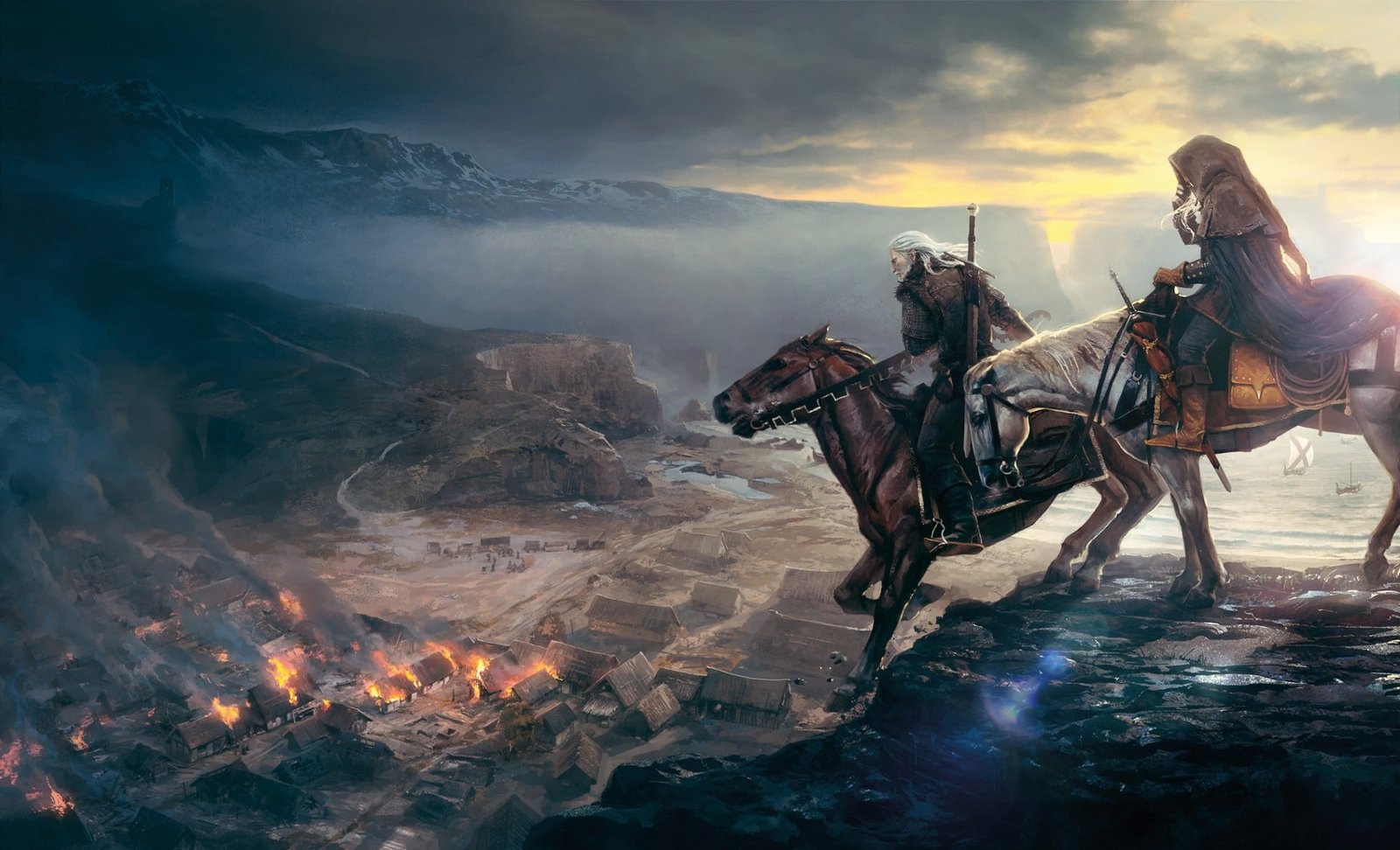 Assassin's Creed digital wallpaper The Witcher 3 Wild Hunt 2k