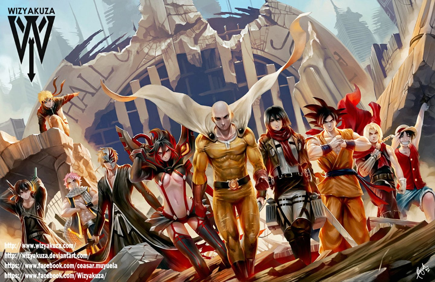 assorted anime character poster Crossover Edward Elric Goku