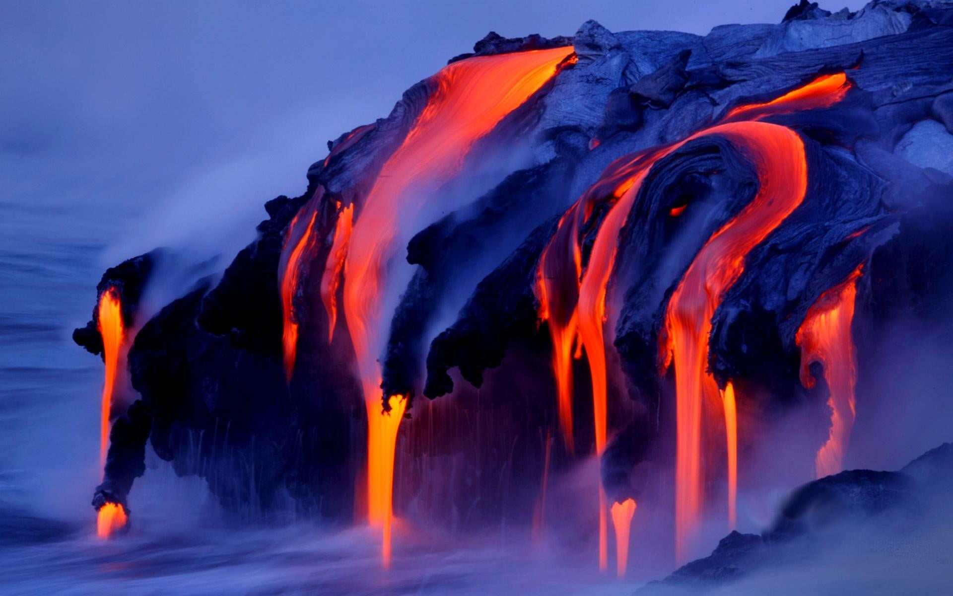 red and blue wallpaper lava landscape long exposure nature 2k
