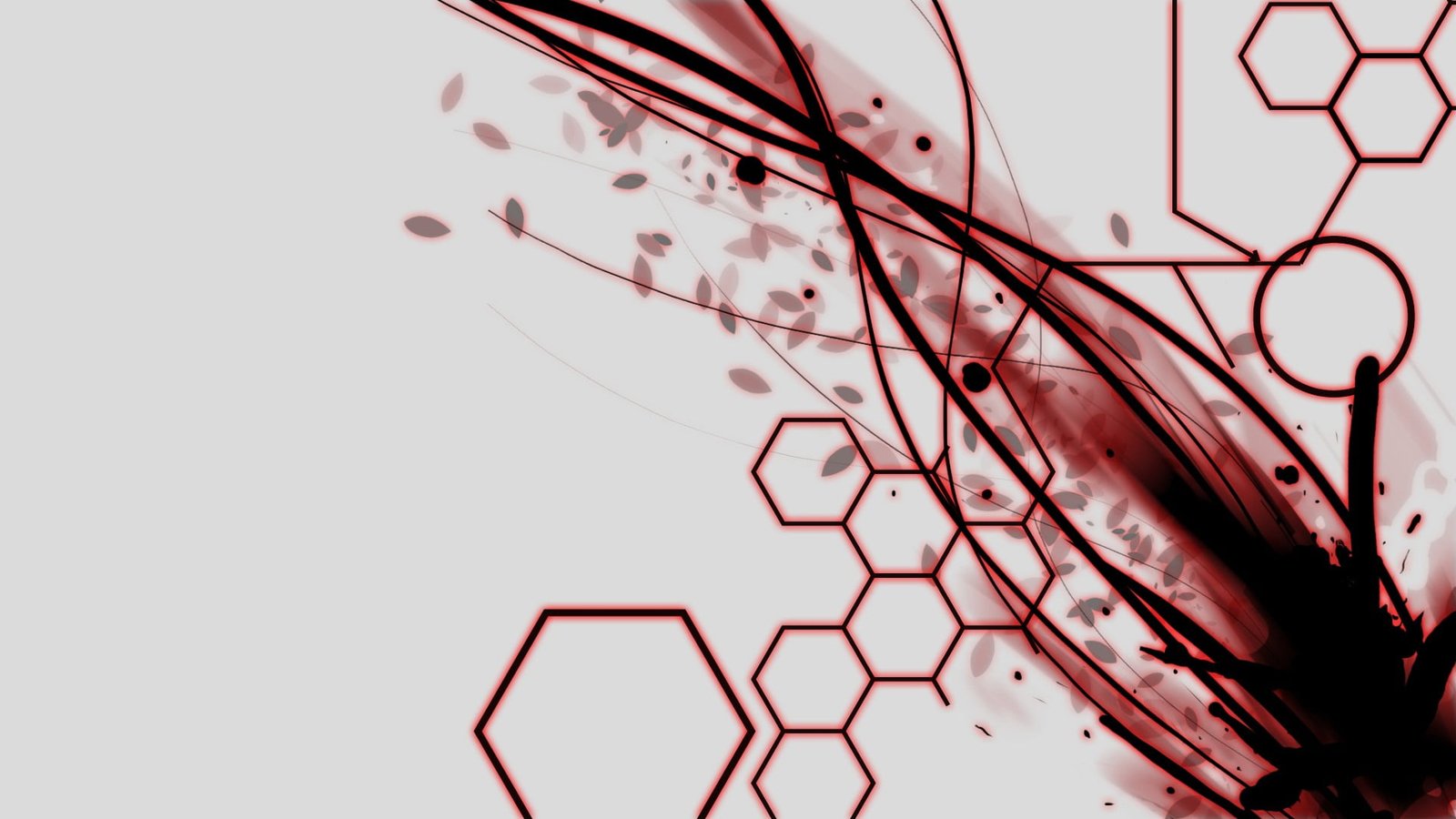 red geometry illustration abstract digital art hexagon lines 2k