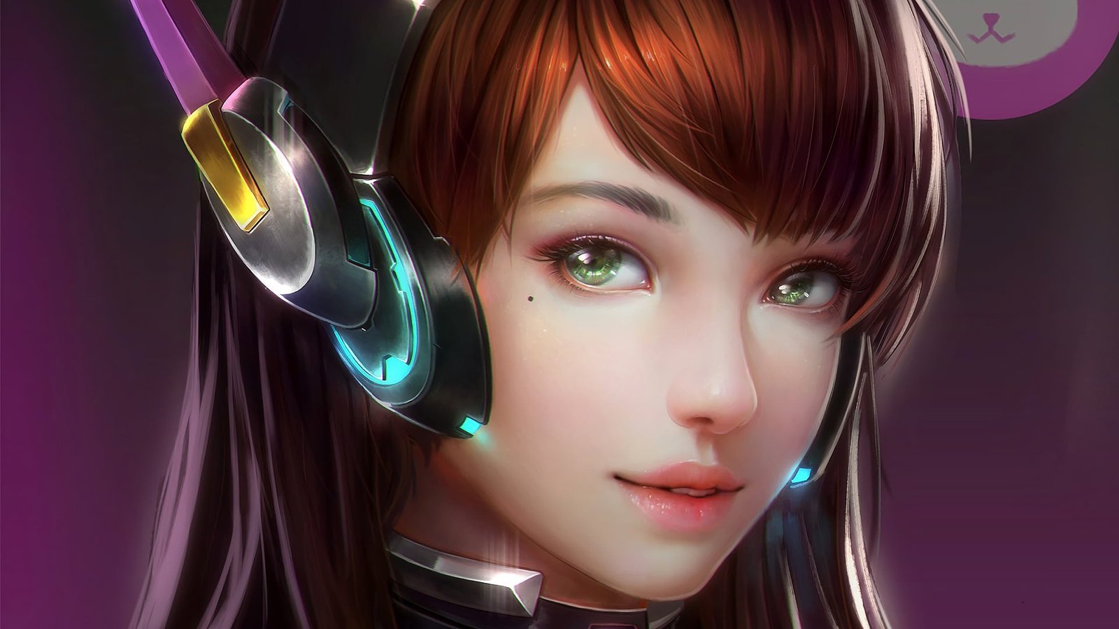 red haired female anime character D Va Overwatch video games 2k