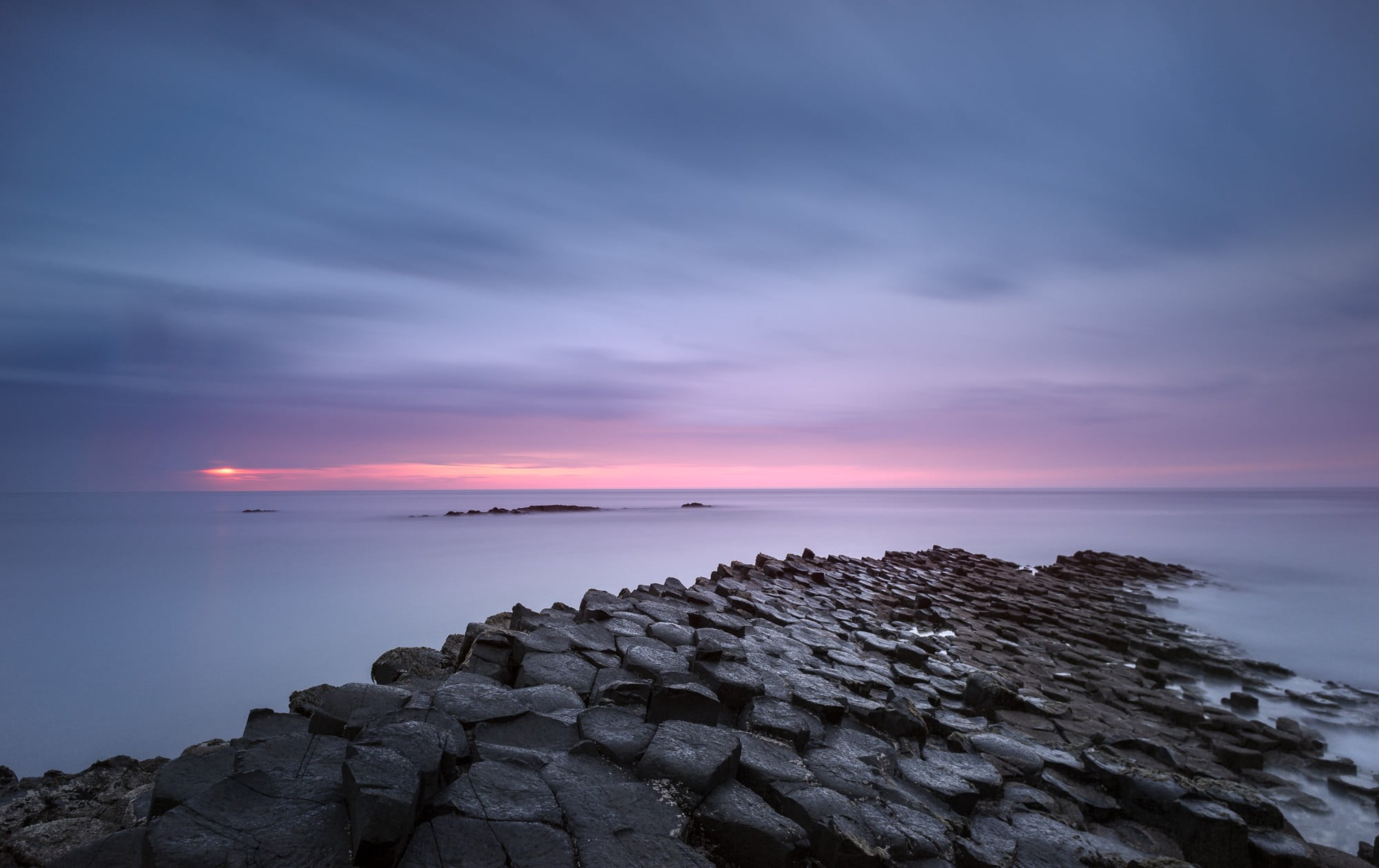 rock formation on body of water nature landscape Giant's Causeway 2k