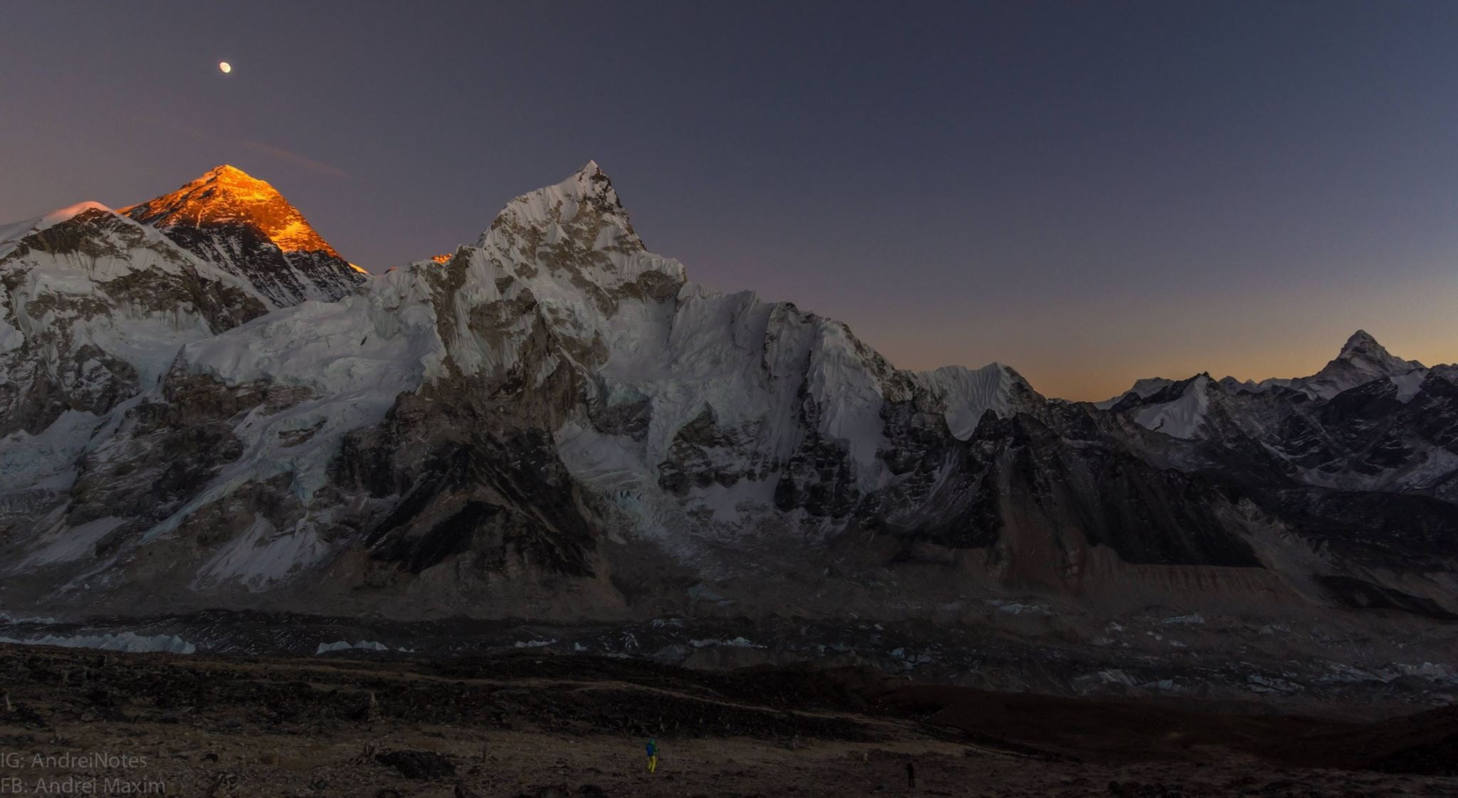 rock mountain Mount Everest sky stars nature scenics 2k