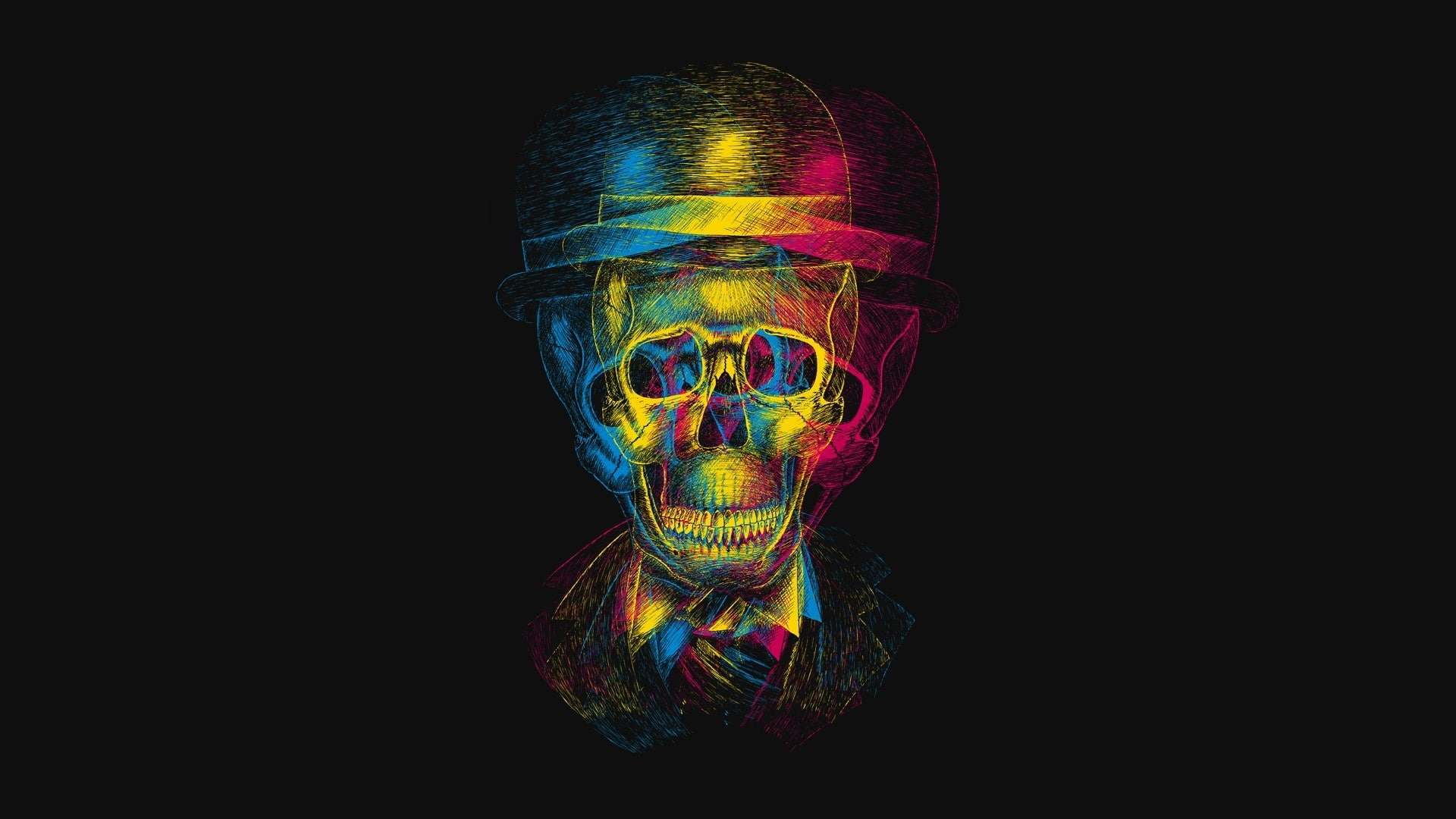 skull colorful hat fantasy art artwork digital pixelated 2k