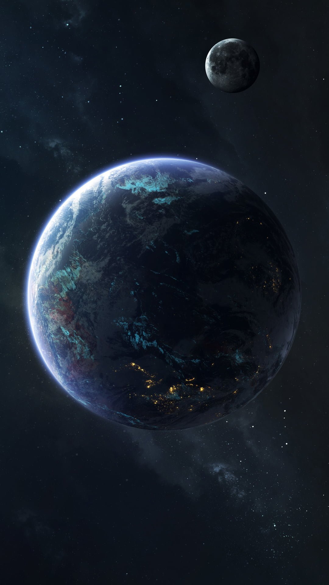 space Earth Moon vertical art planet earth