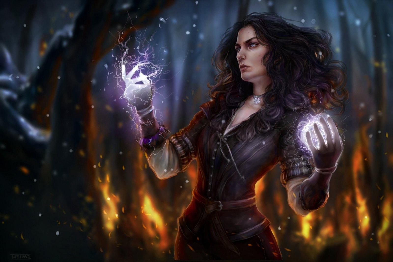 The Witcher 3 Wild Hunt Black Hair Girl Magic 2k
