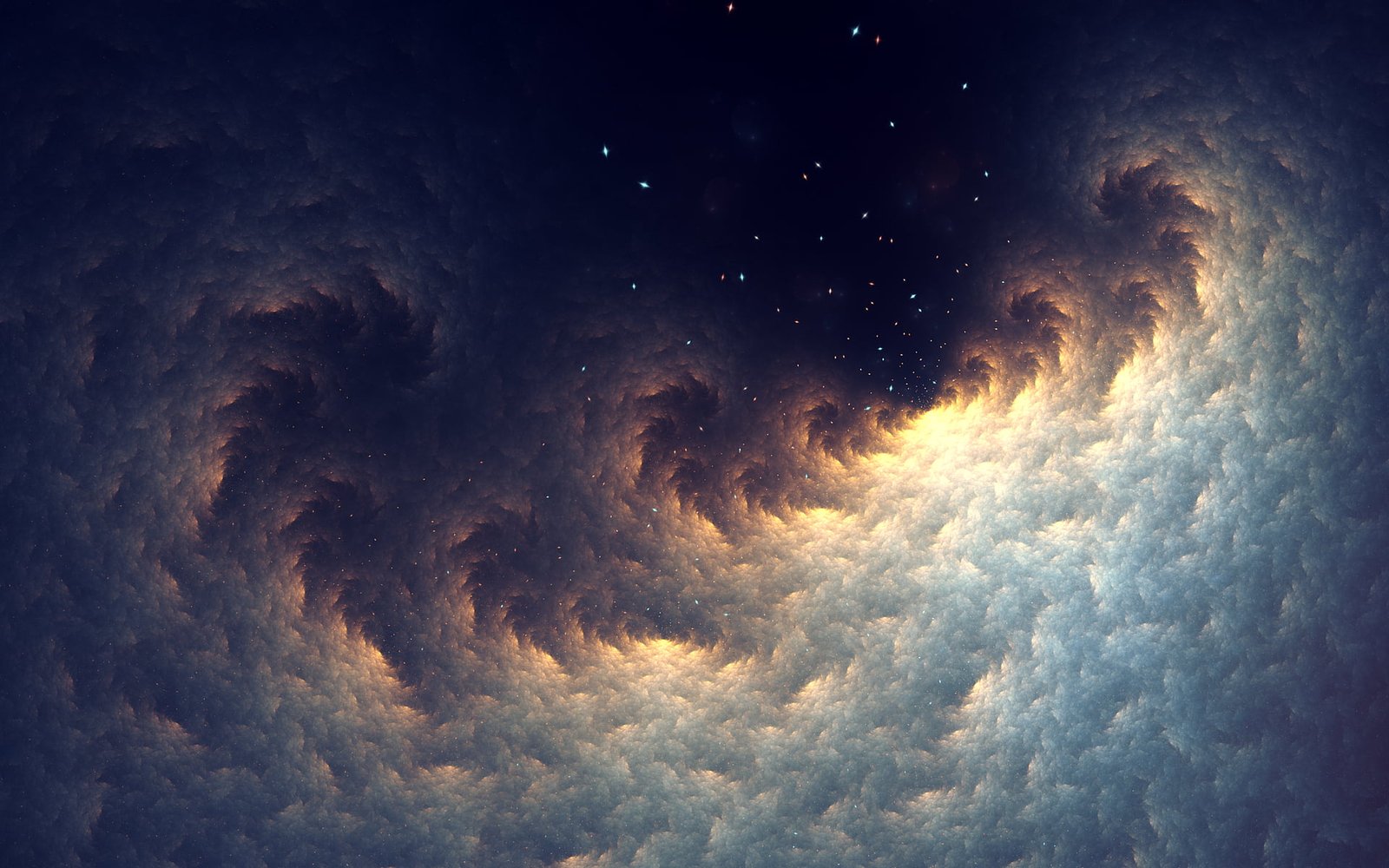 black and gray cloud digital wallpaper fractal abstract stars 2k