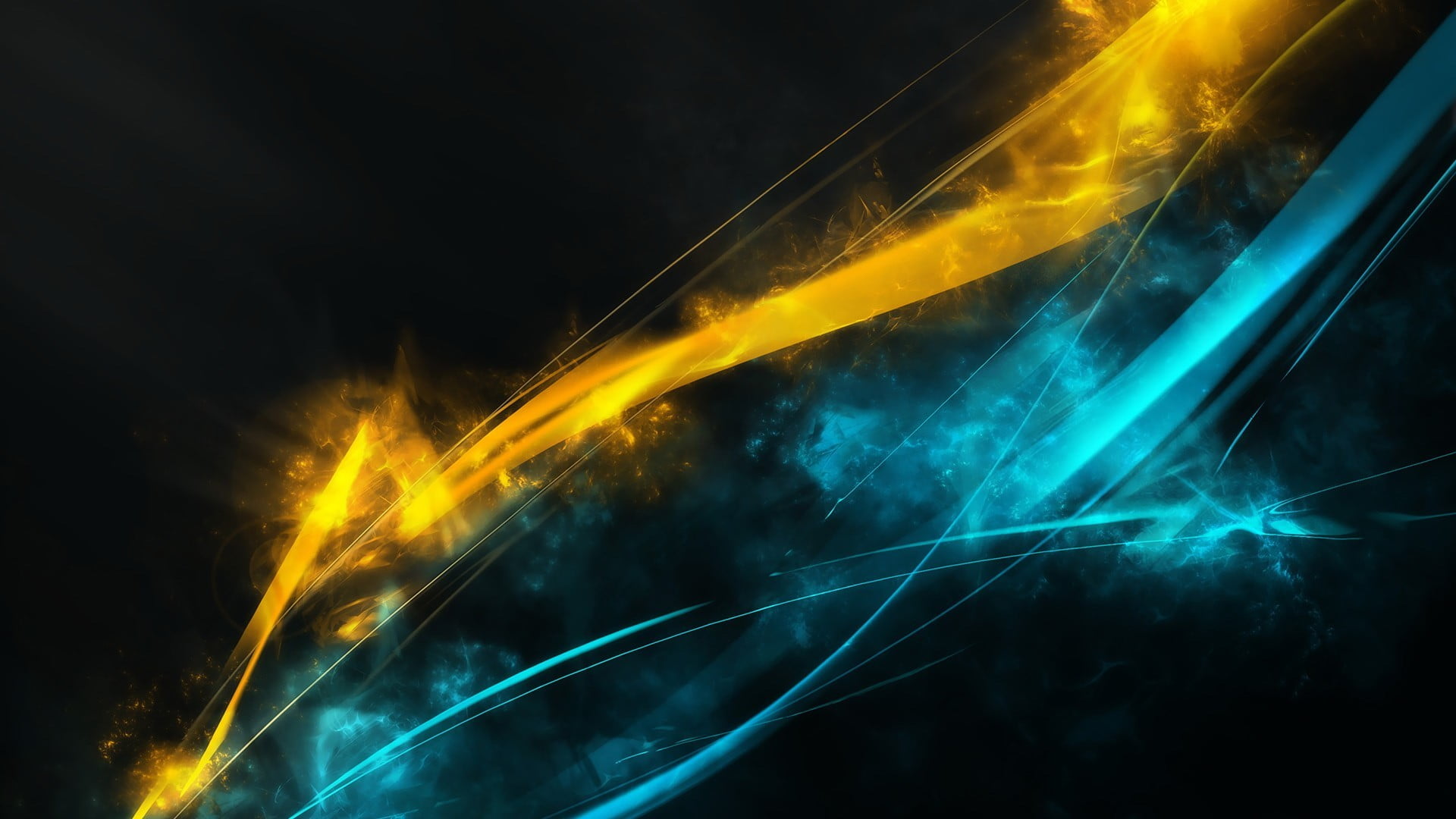 teal and yellow light illustration digital art abstract shapes 2k