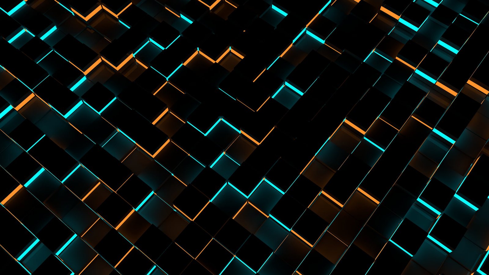 blue and yellow abstract digital wallpaper Cinema cube 2k