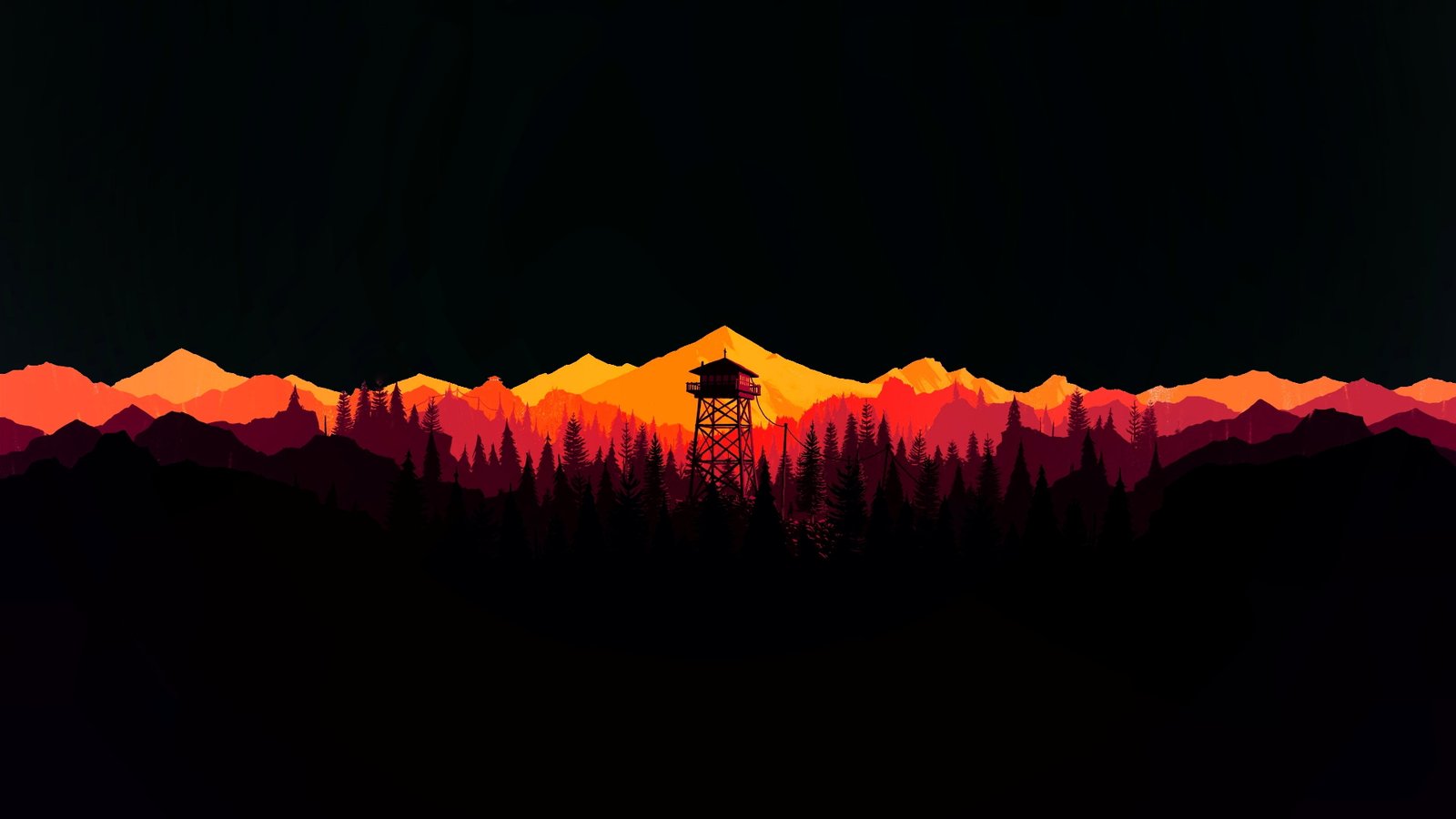 Watchtower in OLED style mountain sky silhouette beauty nature 2k 4k