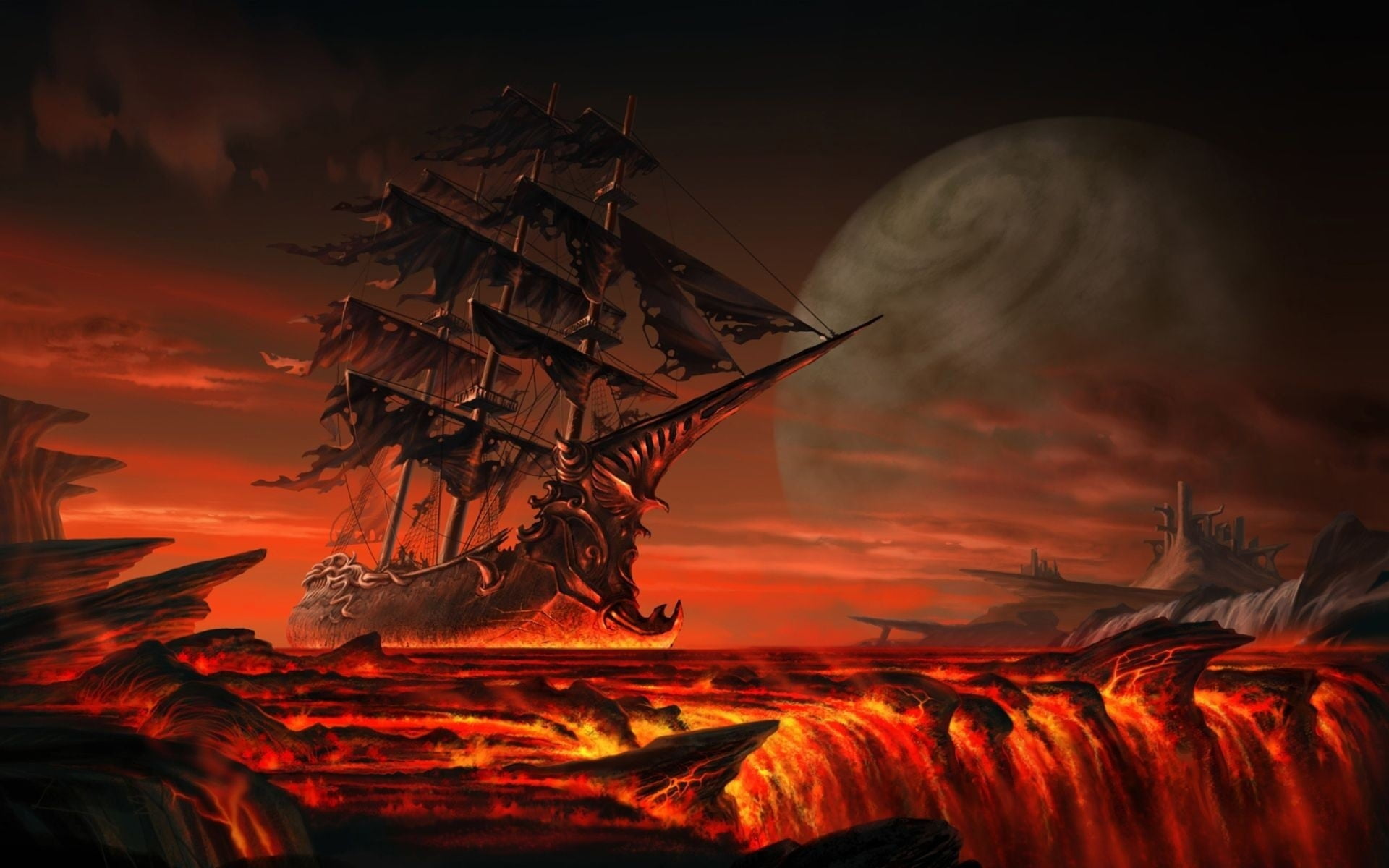 white and brown galleon ship game cover digital art sailing 2k