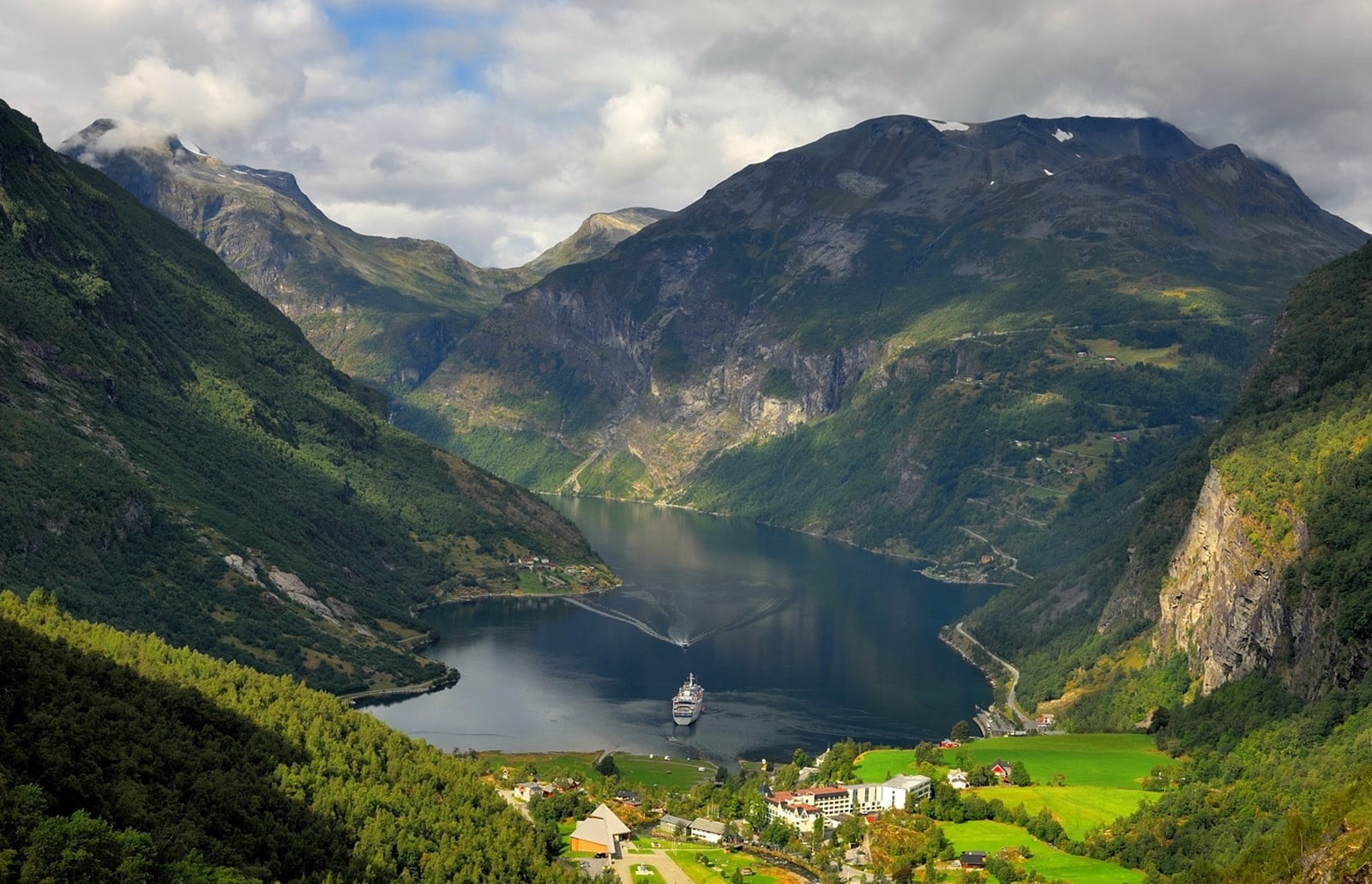 body of water nature lake mountains Norway landscape fjord 2k