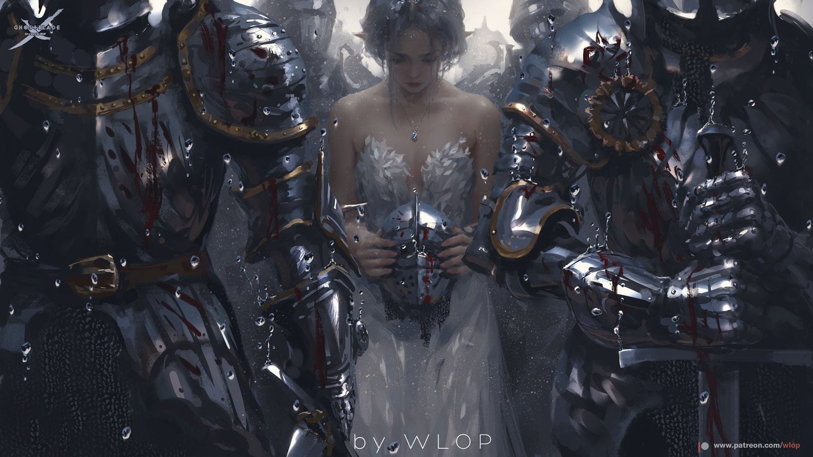 woman surrounded by gladiator poster anime girls WLOP Ghost Blade 2k