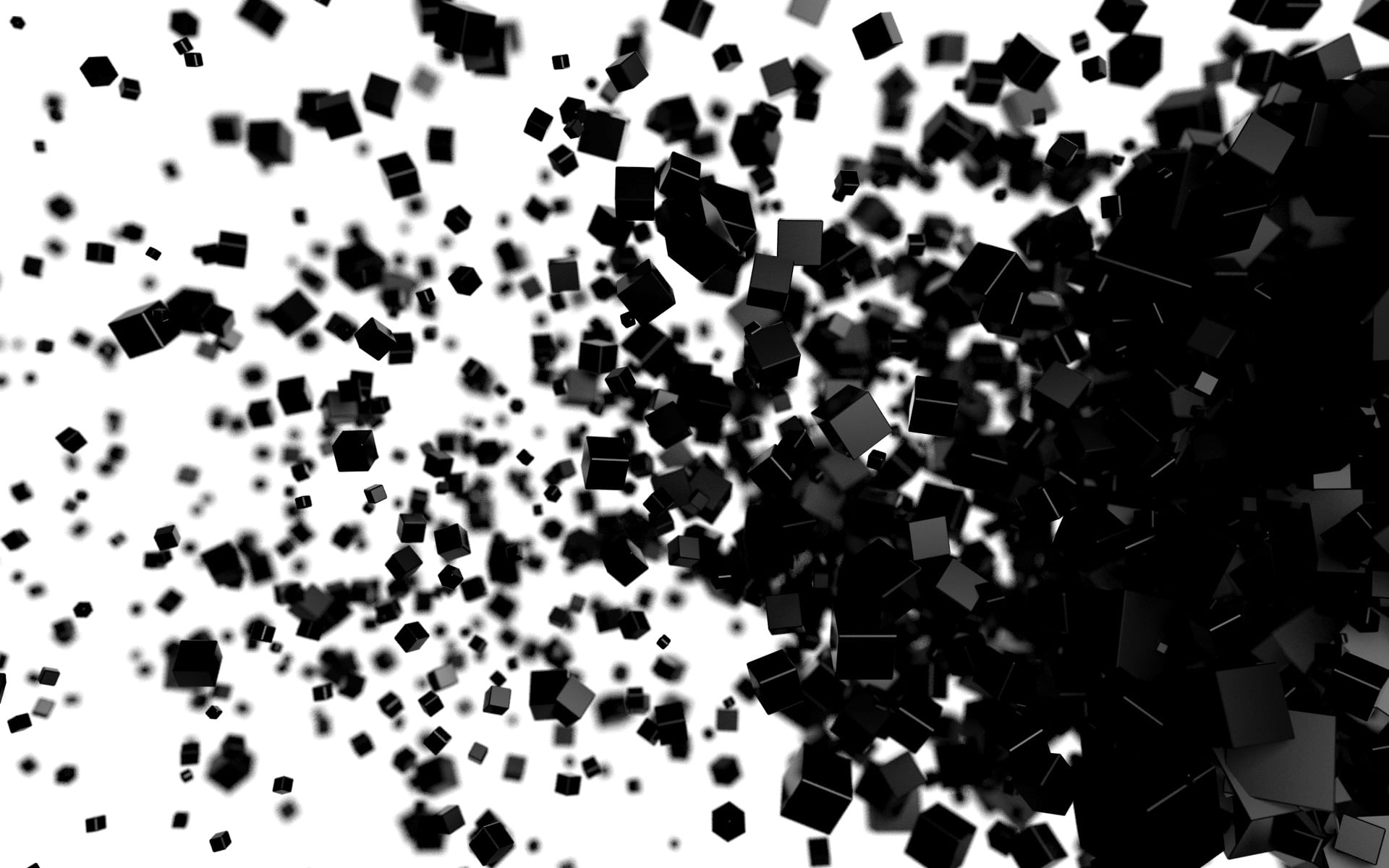untitled abstract white background CGI cube black digital art 2k