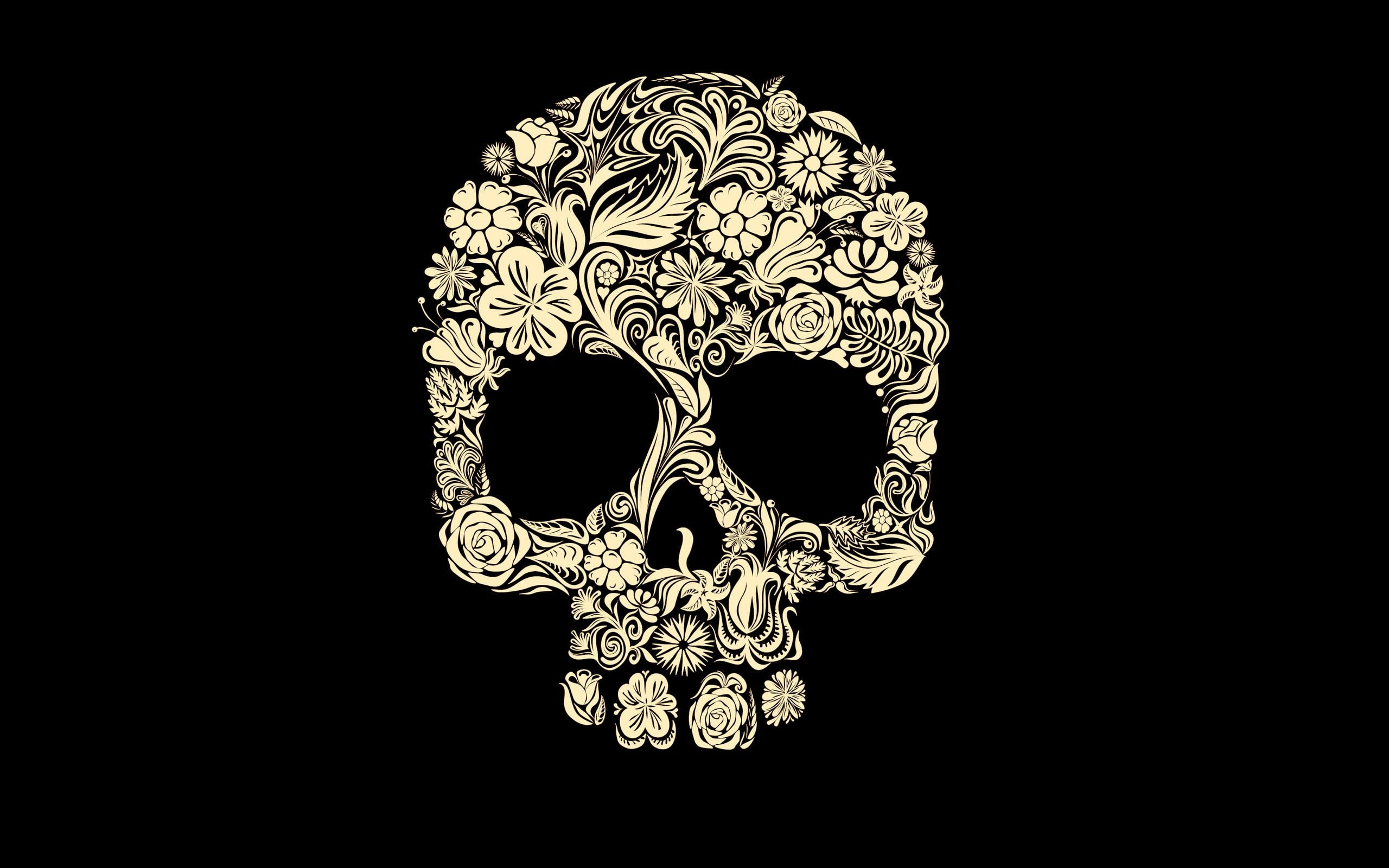 calavera illustration white floral skull mandala art digital 2k
