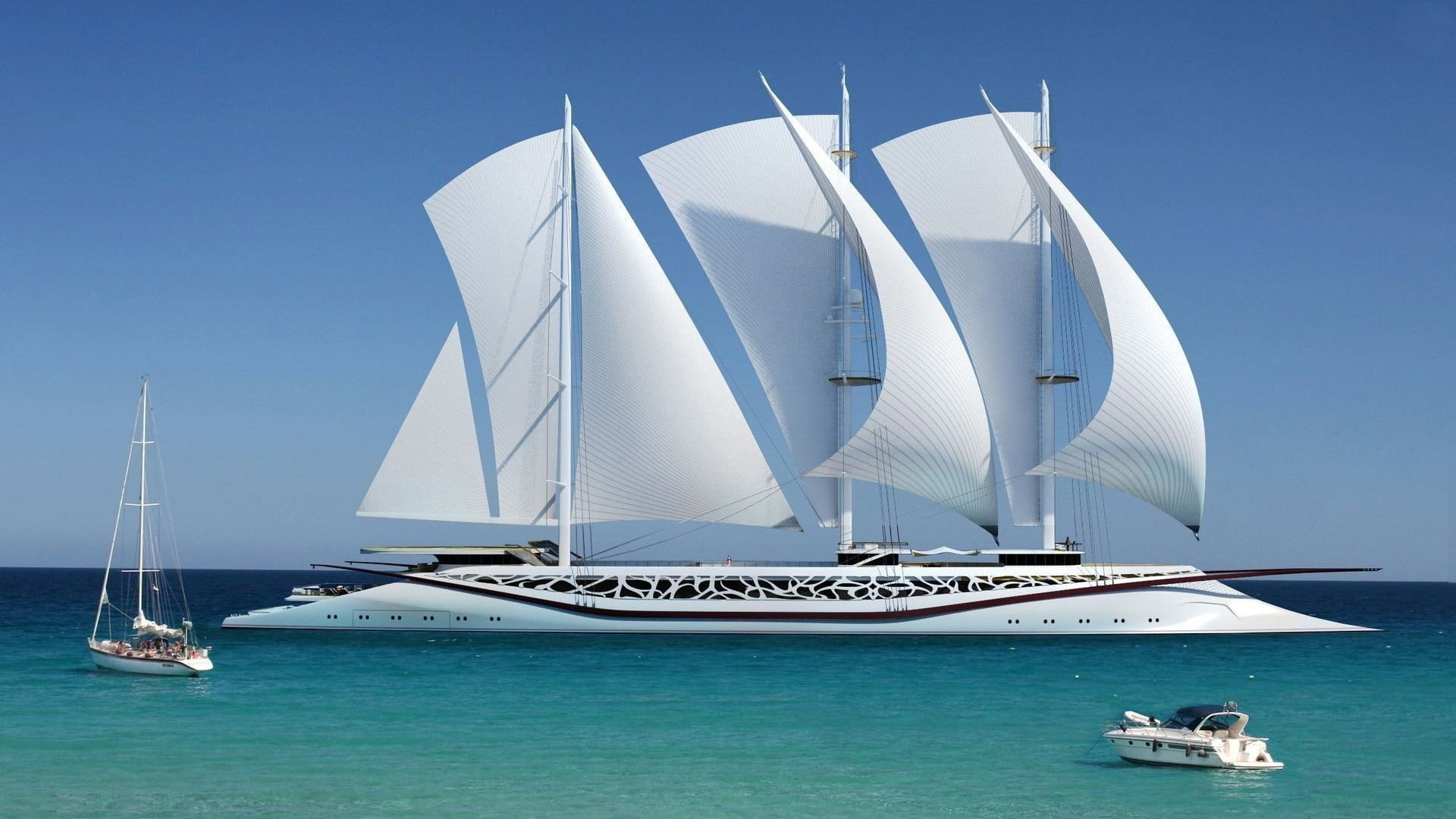 white and black cruise ship yachts nature sea sailing 2k
