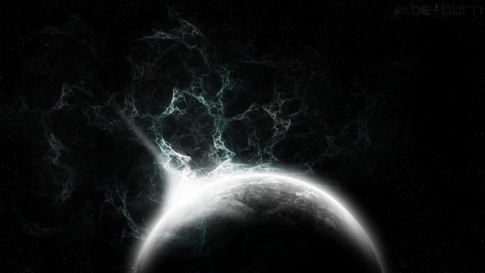 white and black planet digital wallpaper abstract science fiction 2k