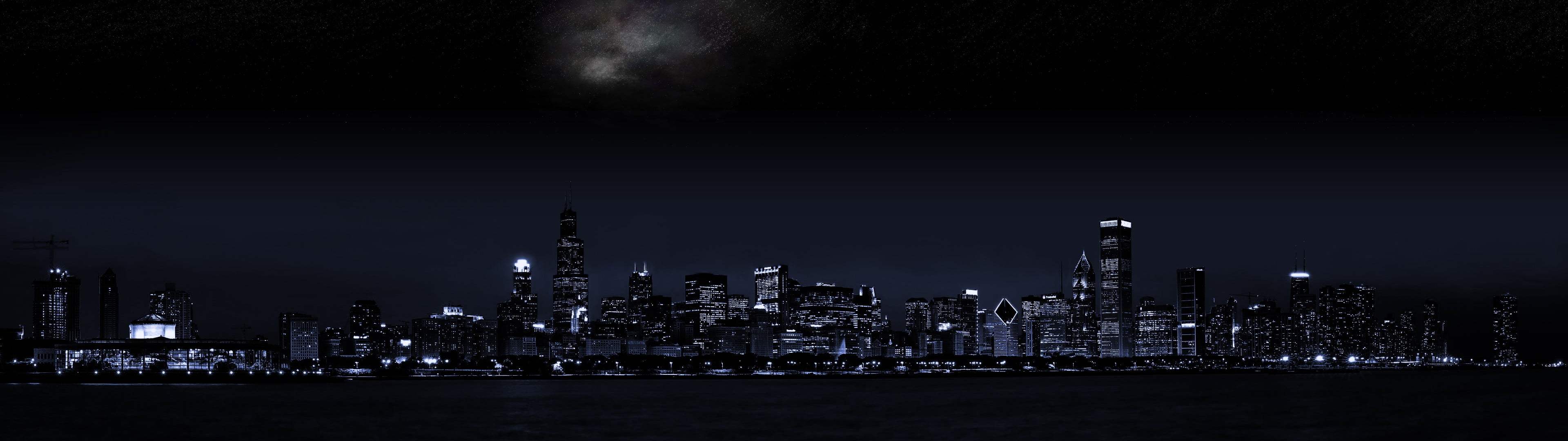 city buildings view at night time dark cityscape urban Skyline 2k 4k