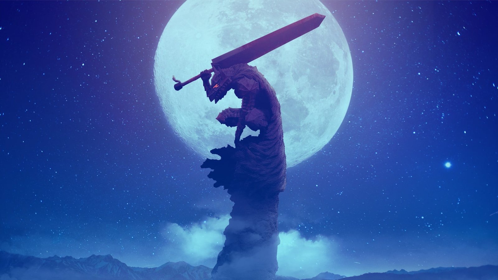 wolf holding sword anime wallpaper Berserk Black Swordsman 2k