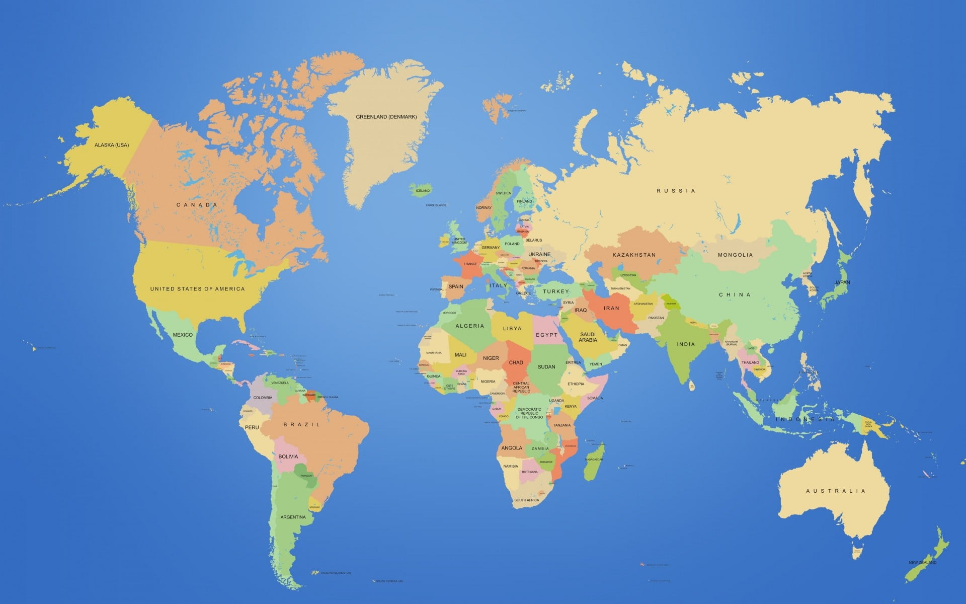 world map continents no people blue physical geography nature 2k